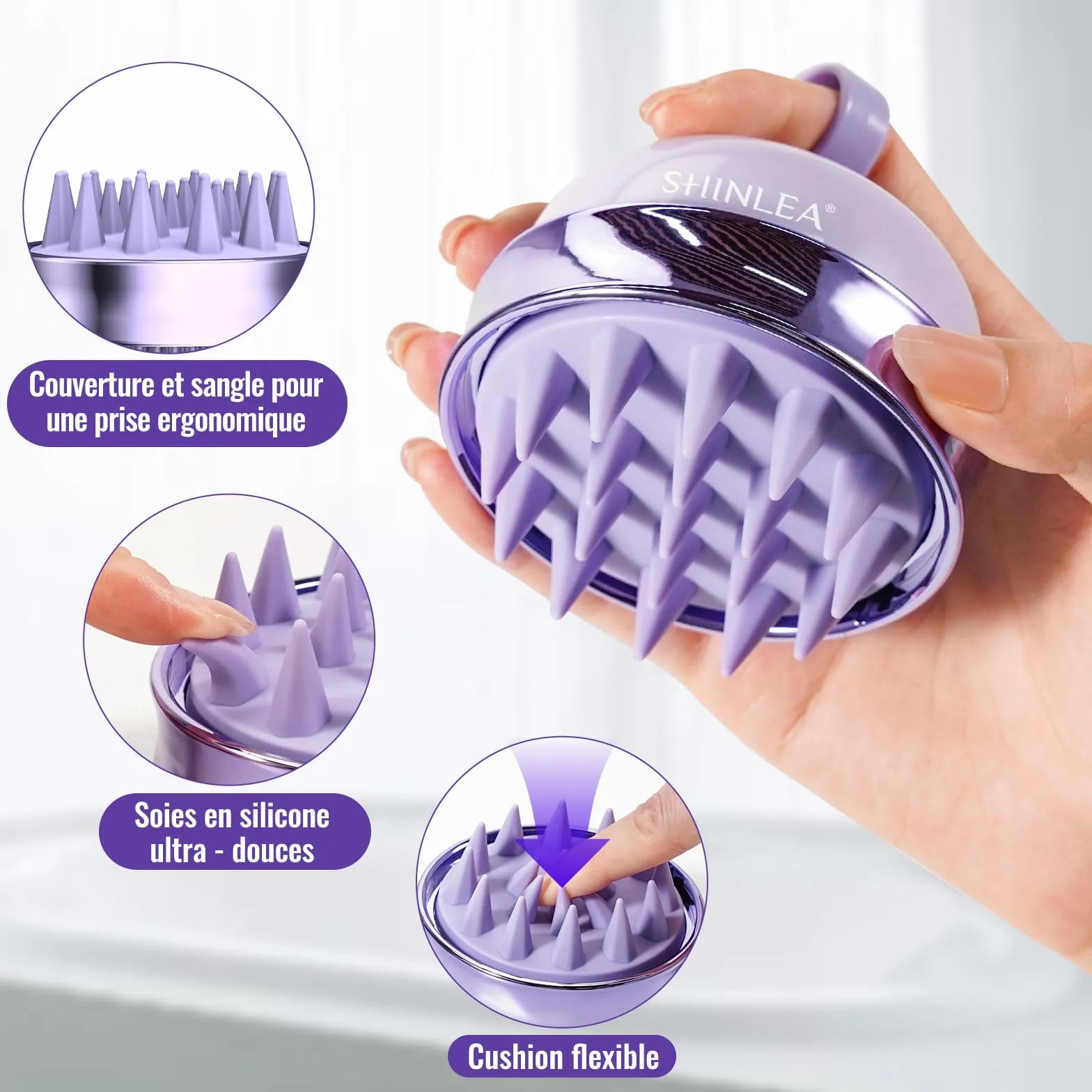Brosse Massage Cuir Chevelu Scalp Massager Nettoyage Profondeur Silicone Double Face Exfoliation Pellicules