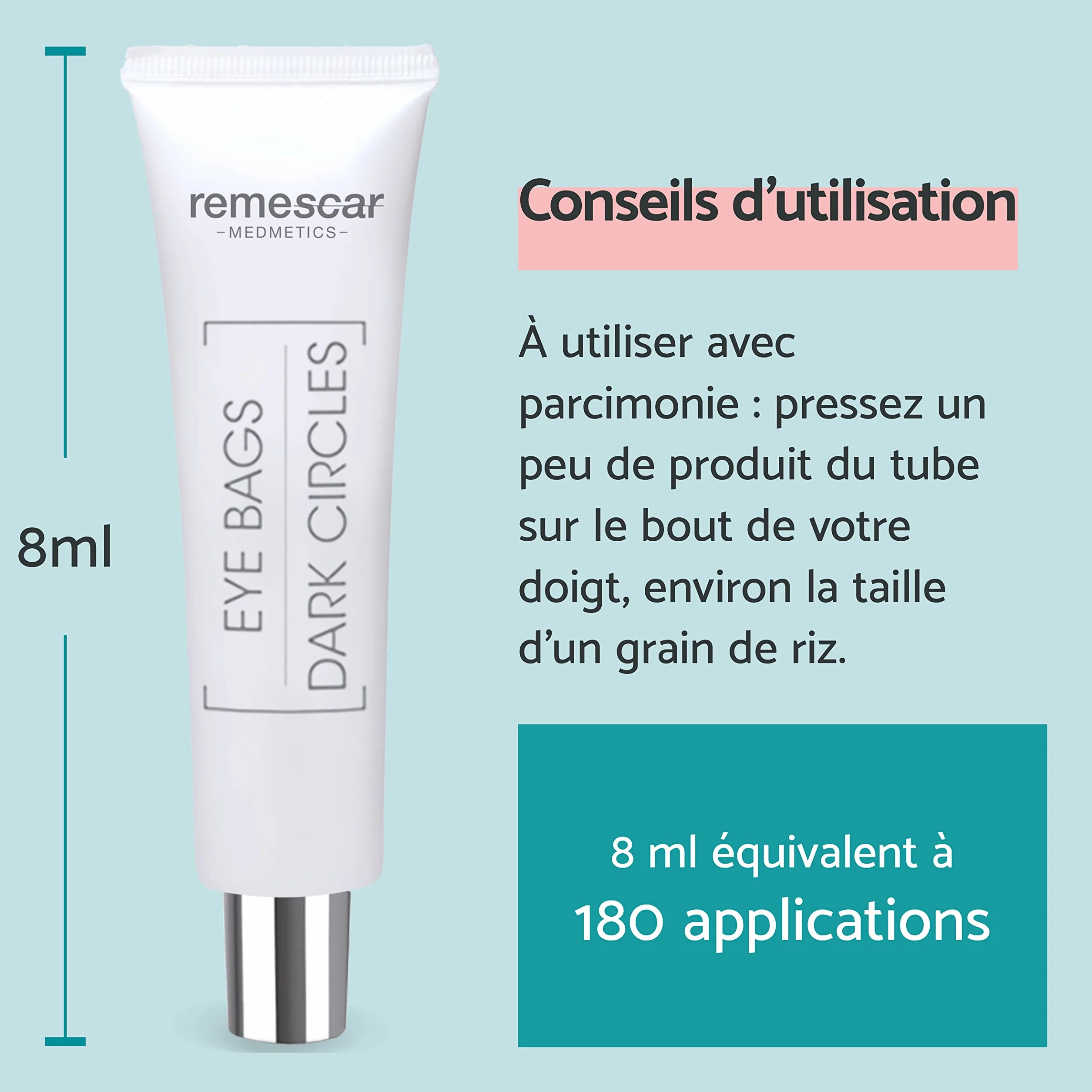 Remescar Crème Anti-Poches et Anti-Cernes 8ml – Soin Contour des Yeux Effet Immédiat