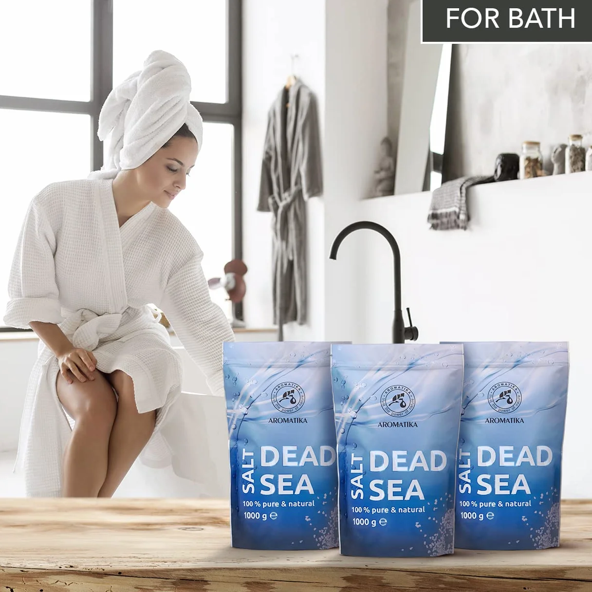 Sel de Mer Morte 3x1000g Sels de Bain Pur et Naturel
