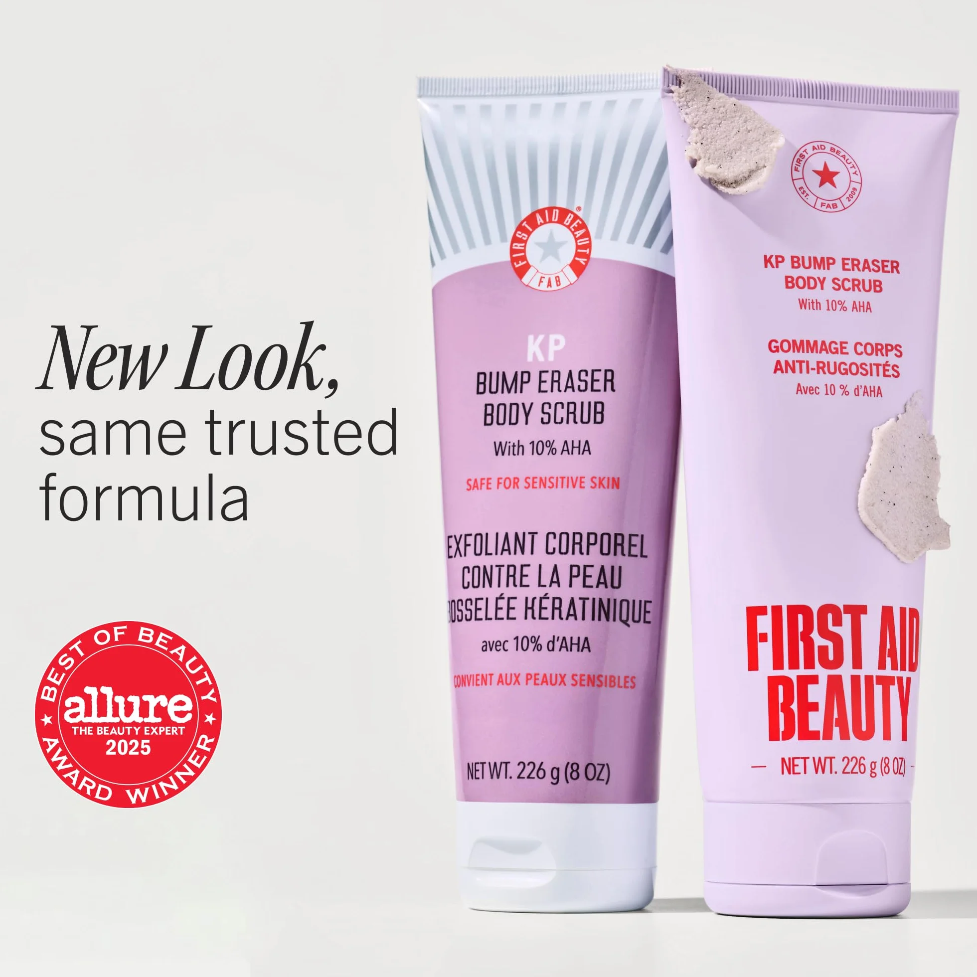 First Aid Beauty Gommage Corps KP 10% AHA – Exfoliant Kératose Pilaire Acides Glycolique Lactique 226 g