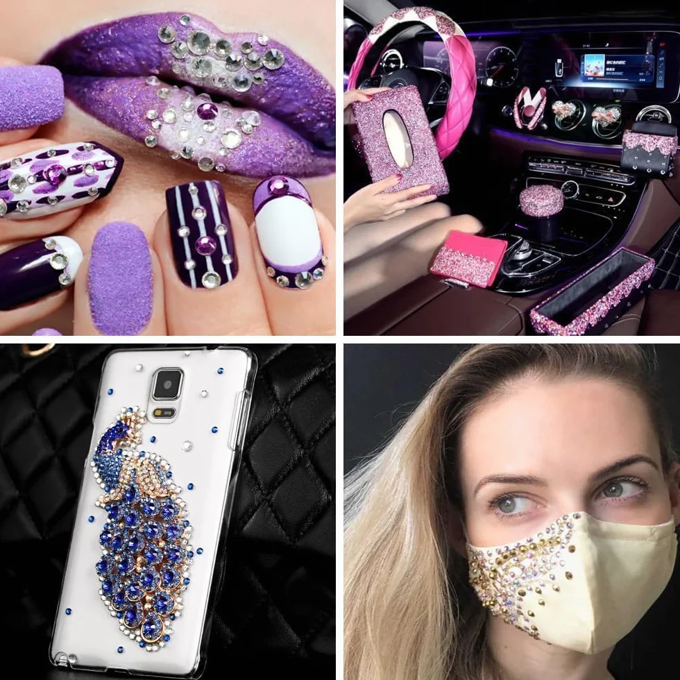 BetterJonny 24000Pcs Strass Ongle Nail Art 24 Couleurs 3mm Cristal Diamants à Dos Plat avec Pincette et Stylo Pointeur