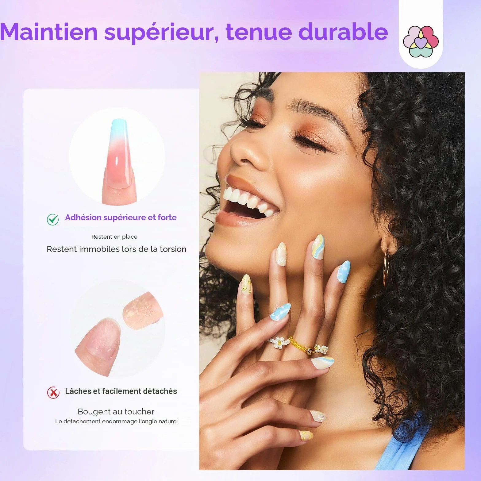 SAVILAND Mini-Adhésifs Végétaux Faux Ongles 600 Pads Hypoallergéniques Ultra Fins Respirants Longue Tenue Press-On Nails Nail Art