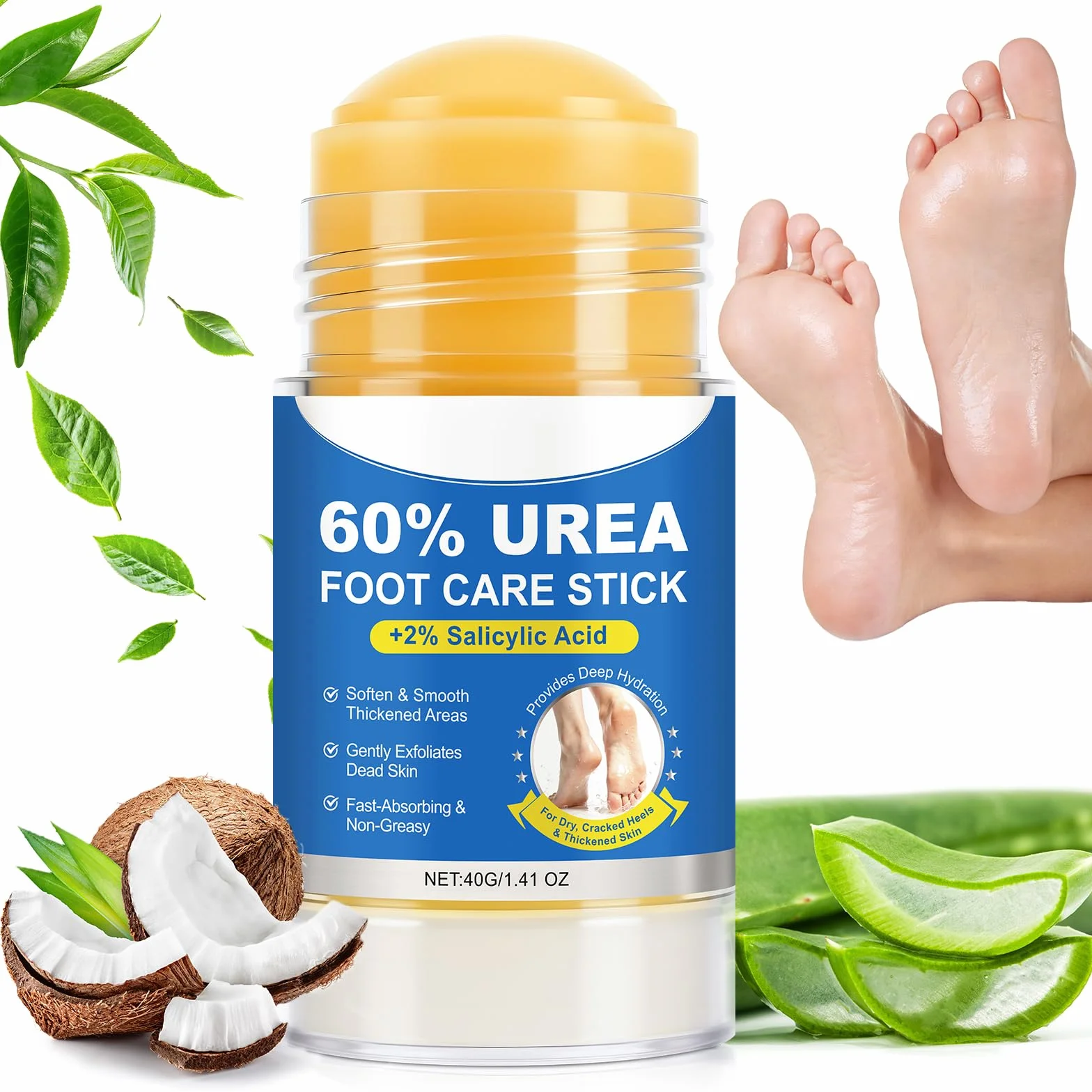 Crème pour les pieds 60% urée + 2% acide salicylique éliminateur de callosités exfoliant hydratant talons gercés (1 Pack)