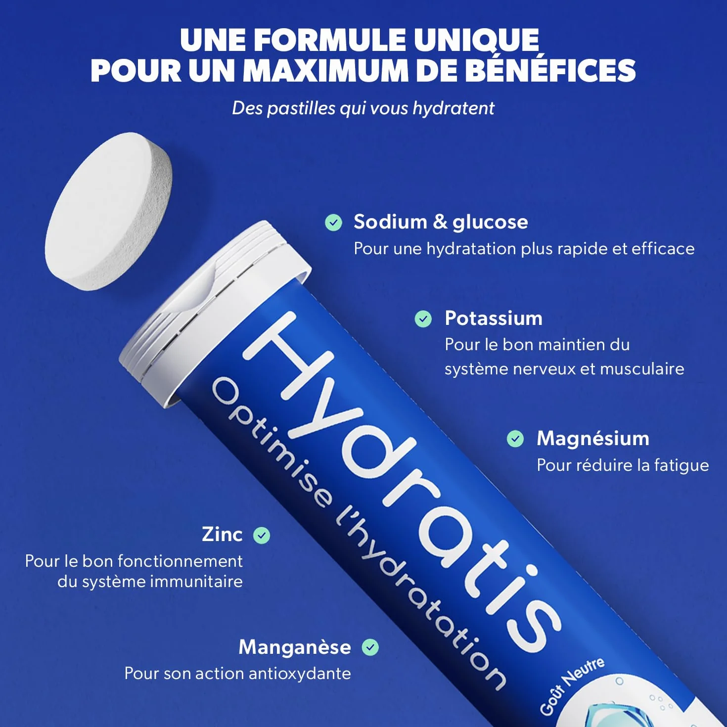 HYDRATIS Pastilles Hydratation Electrolytes Mangue Passion Isotonique Sport Récupération 20 Pastilles