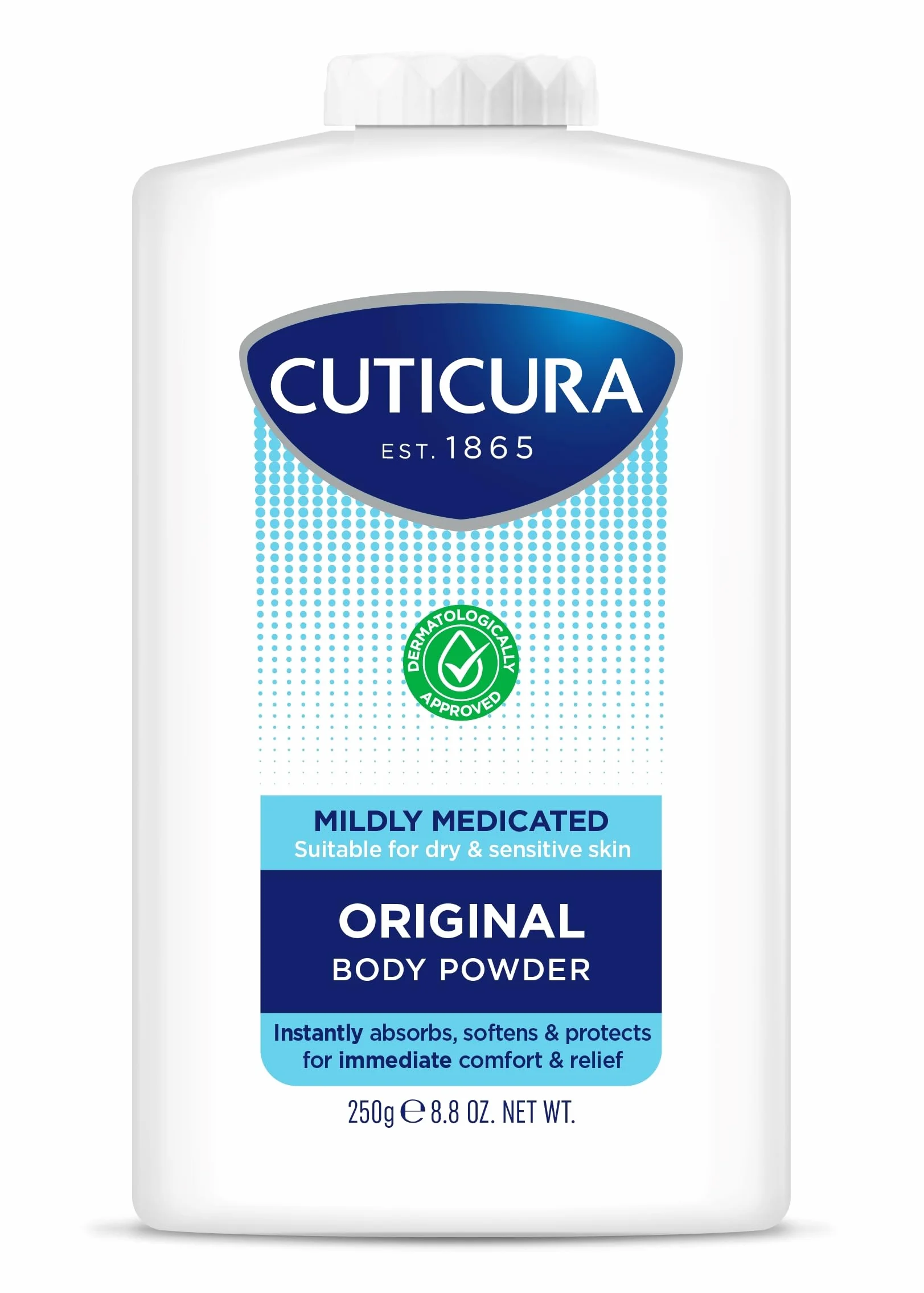 CUTICURA Poudre corporelle légèrement médicamenteuse 250 g hygiène personnelle contrôle sueur prévention frottements soulagement