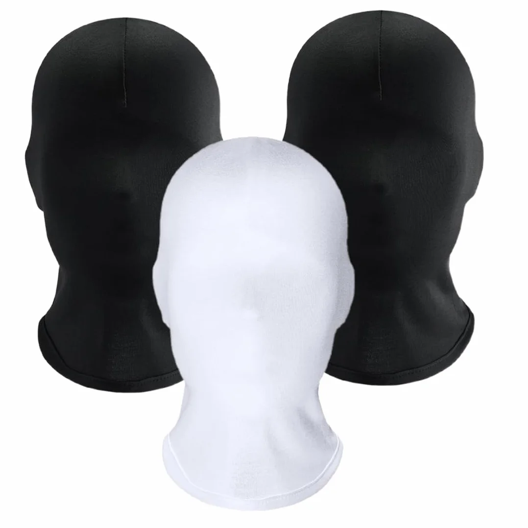 Masque Halloween Noir Masque Intégral Respirant Sans Visage Costume Fête Cosplay Unisexe 3 Pièces
