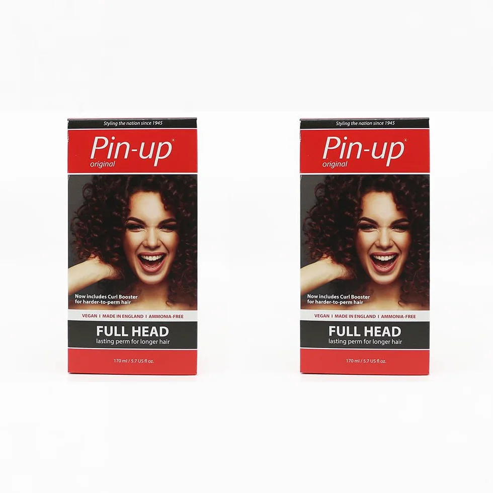 Pin Up Kit de permanente à domicile pour tête complète, kit de permanente à domicile pour des boucles naturelles et durables, riche en protéines pour des cheveux doux et brillants, pack duo de 170 ml