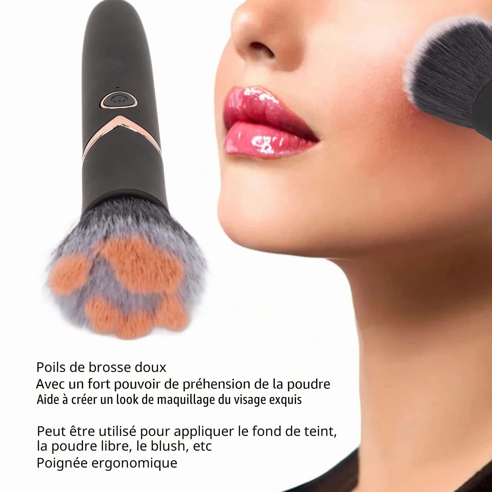 Pinceau de Maquillage Électrique 10 Vitesses Vibrations Massage Nettoyage Cosmétique Visage Yeux Fondation Outil Machine Brosse Professionnelle pour Soins Cutanés