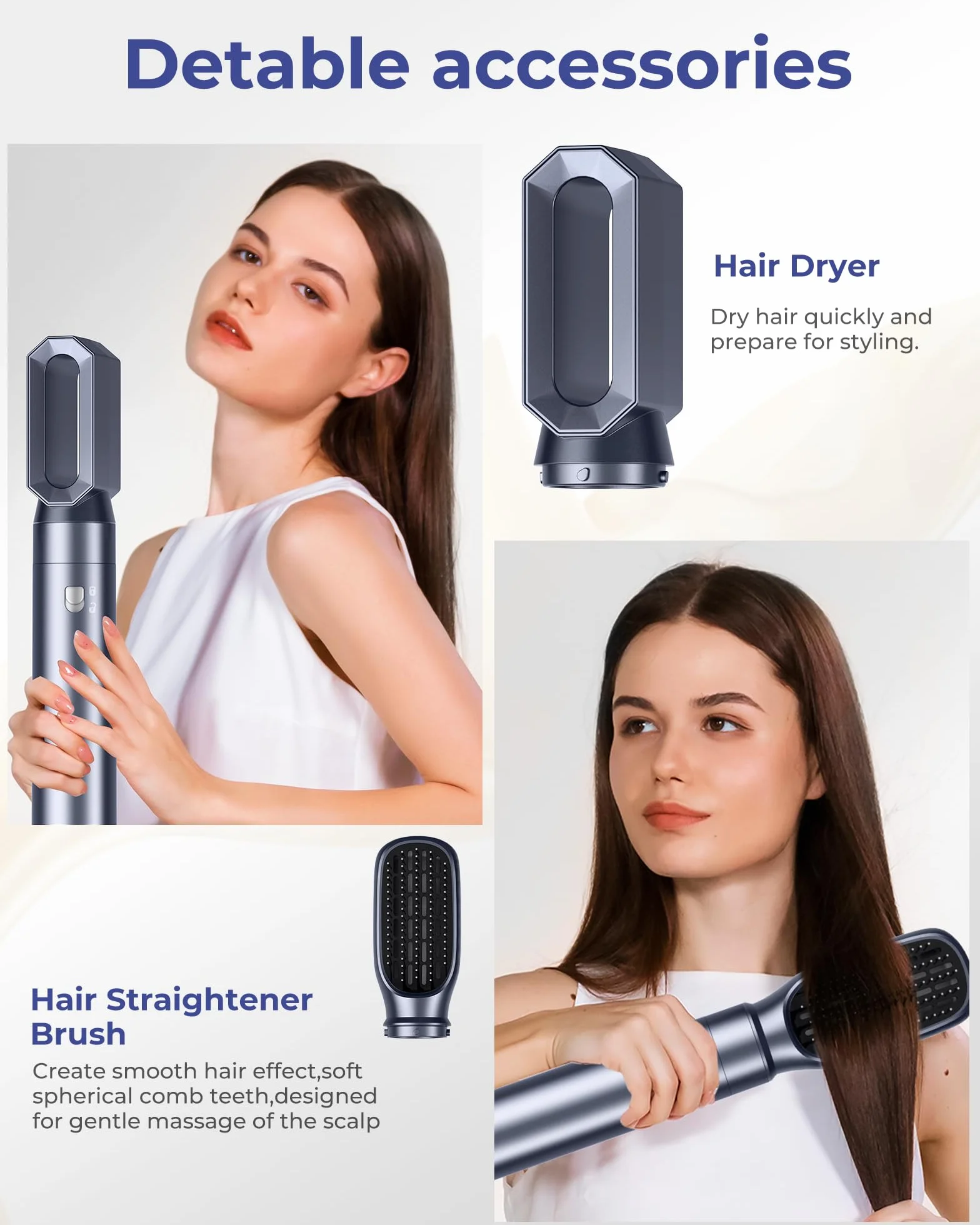 Airbrush 6 en 1 Hair Styler Air Styler Sèche Cheveux Brosse Soufflante Fer à Boucler Lissant