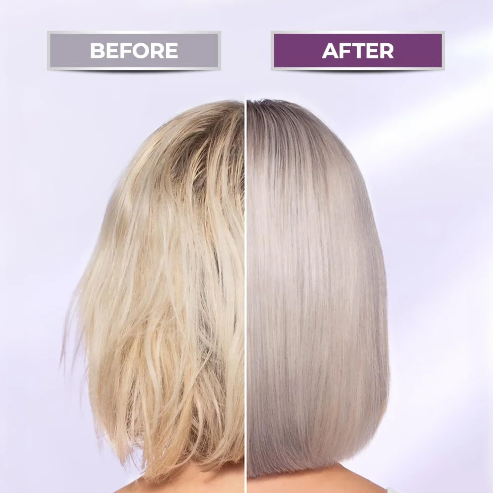 Karseell Violet Masque Cheveux 500ml Neutralise Reflets Jaunes Répare Cheveux Abîmés Blonds Platine Blancs Gris