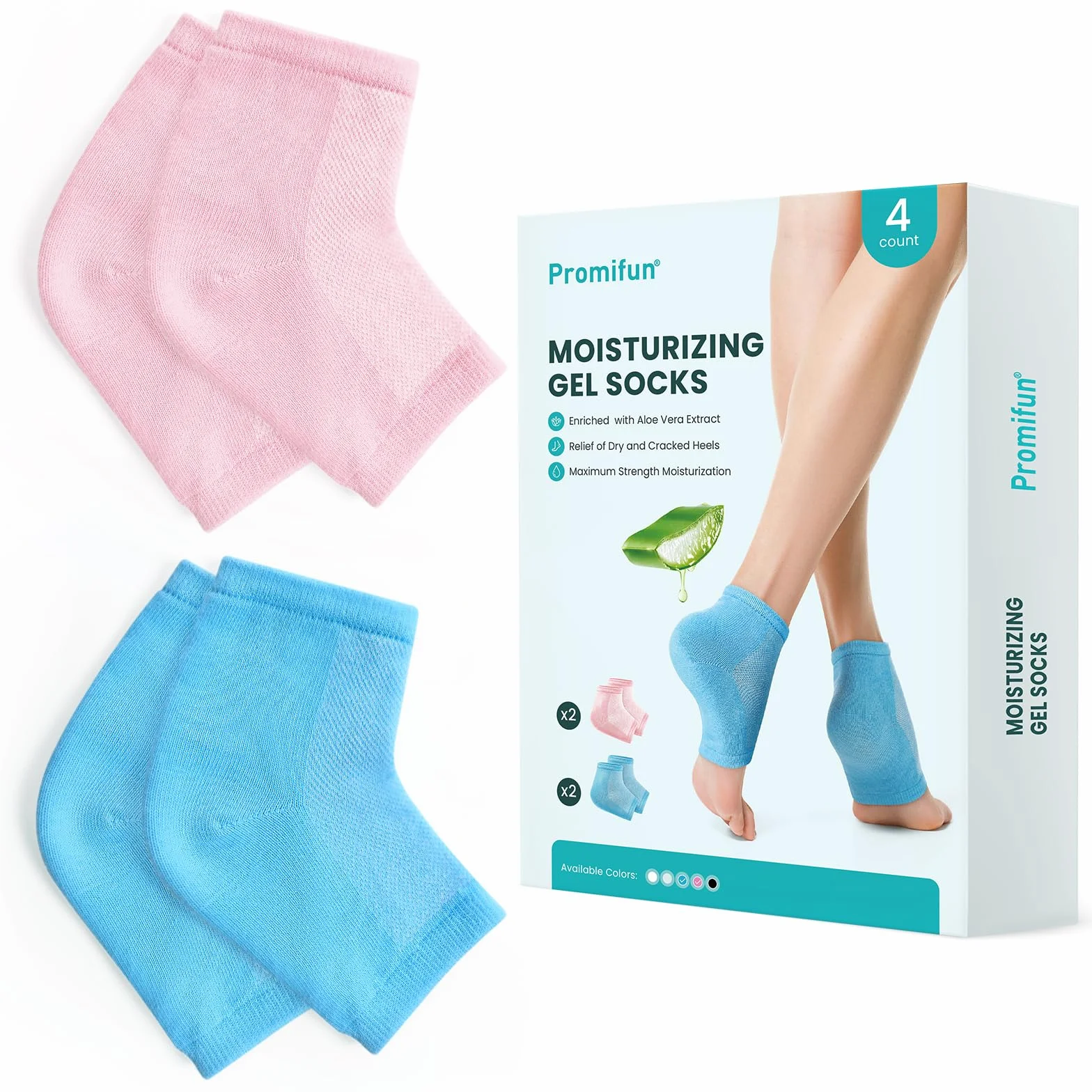 Promifun Chaussettes pour talons hydratantes 2 paires Réparation pieds secs craquelés