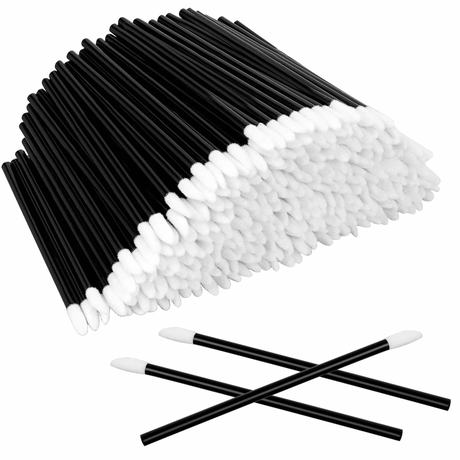 Pinceaux Lèvre Jetables 300 Pièces, Applicateur Rouge à Lèvres Batonnet Brosse, pour Maquillage et Esthétique (Noir)