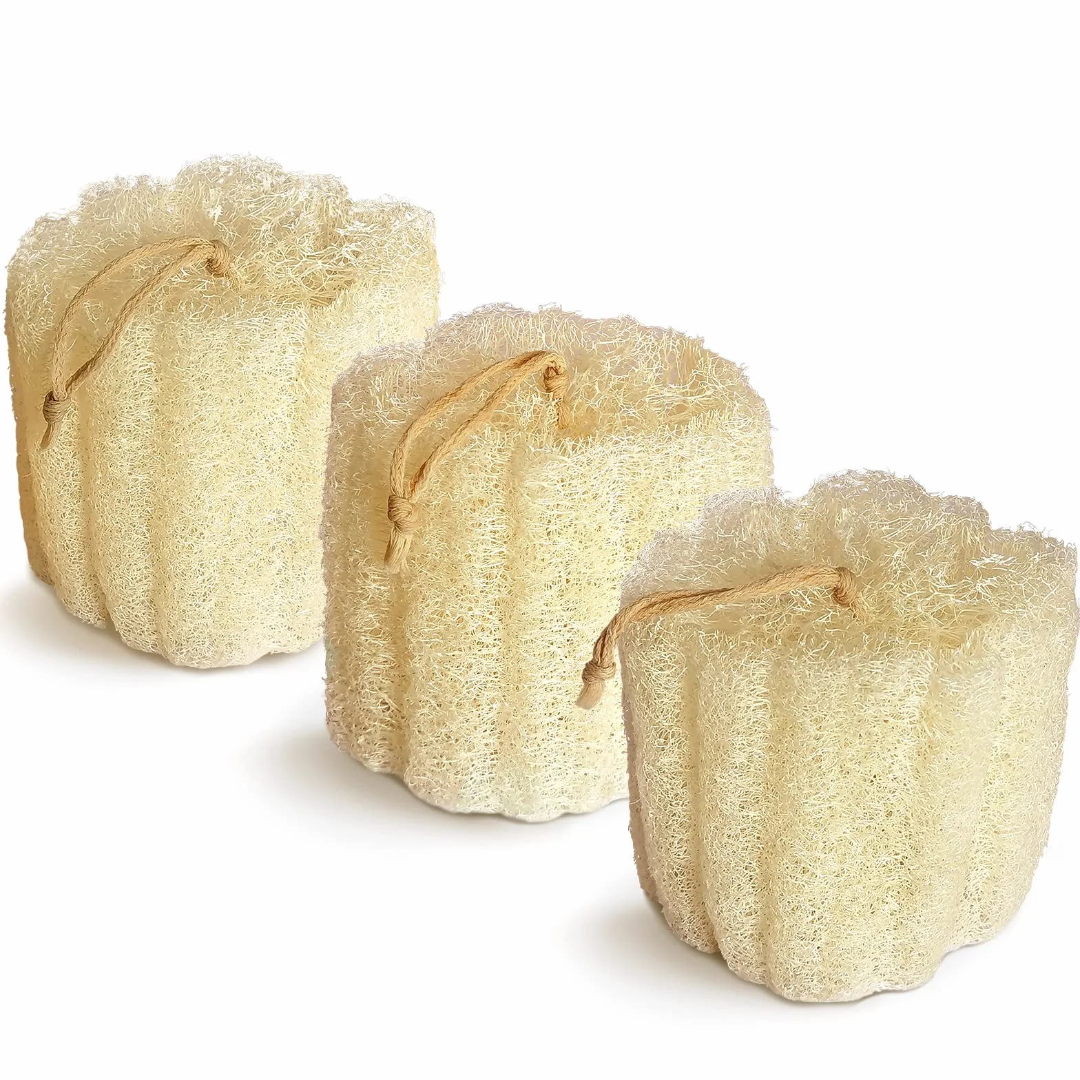 Eponge de douche naturelle Loofah exfoliante 5.5 pouces 3 packs