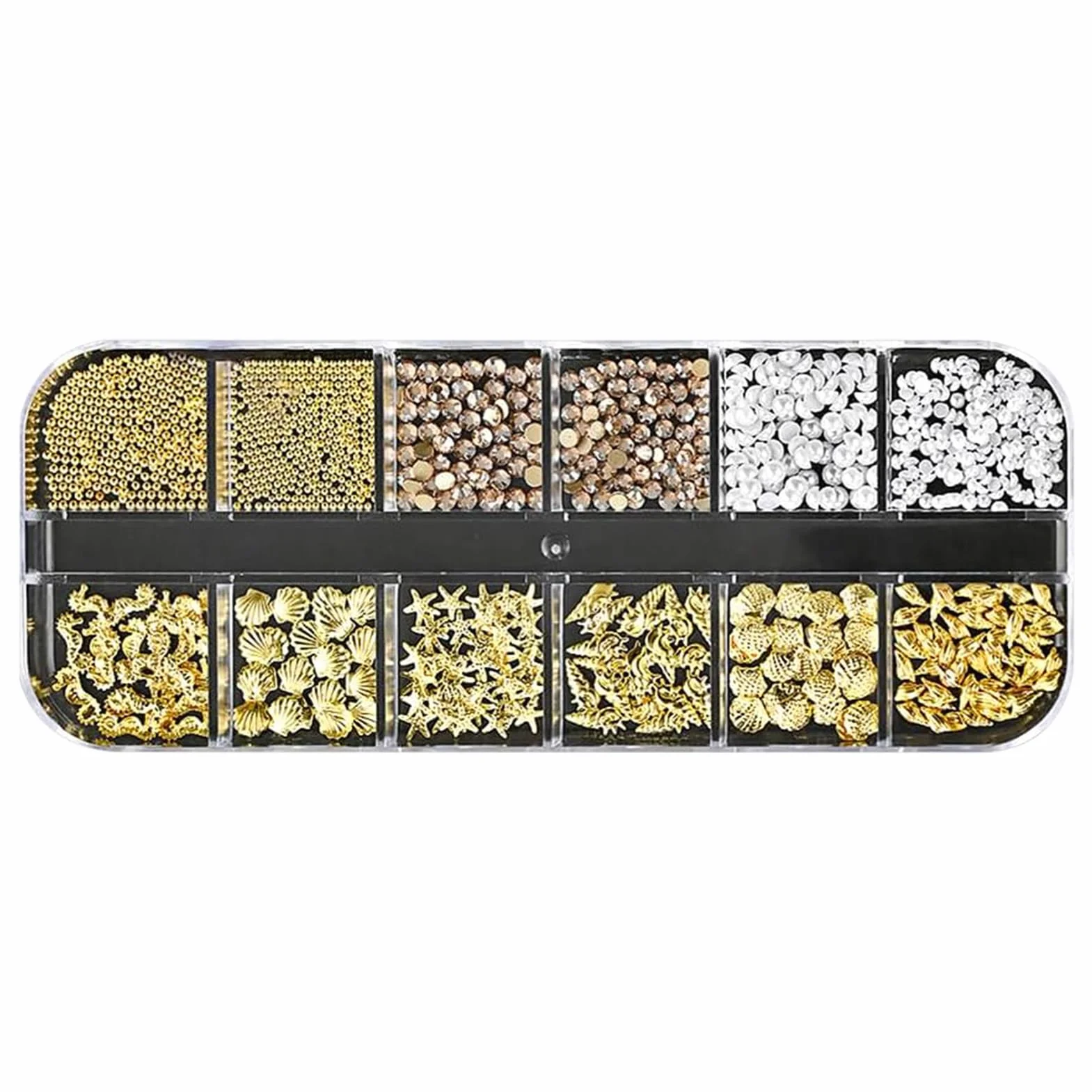 Kit de Manucure Strass Thème Mer, Charmes 3D Perles Coquilles Étoiles pour Ongles