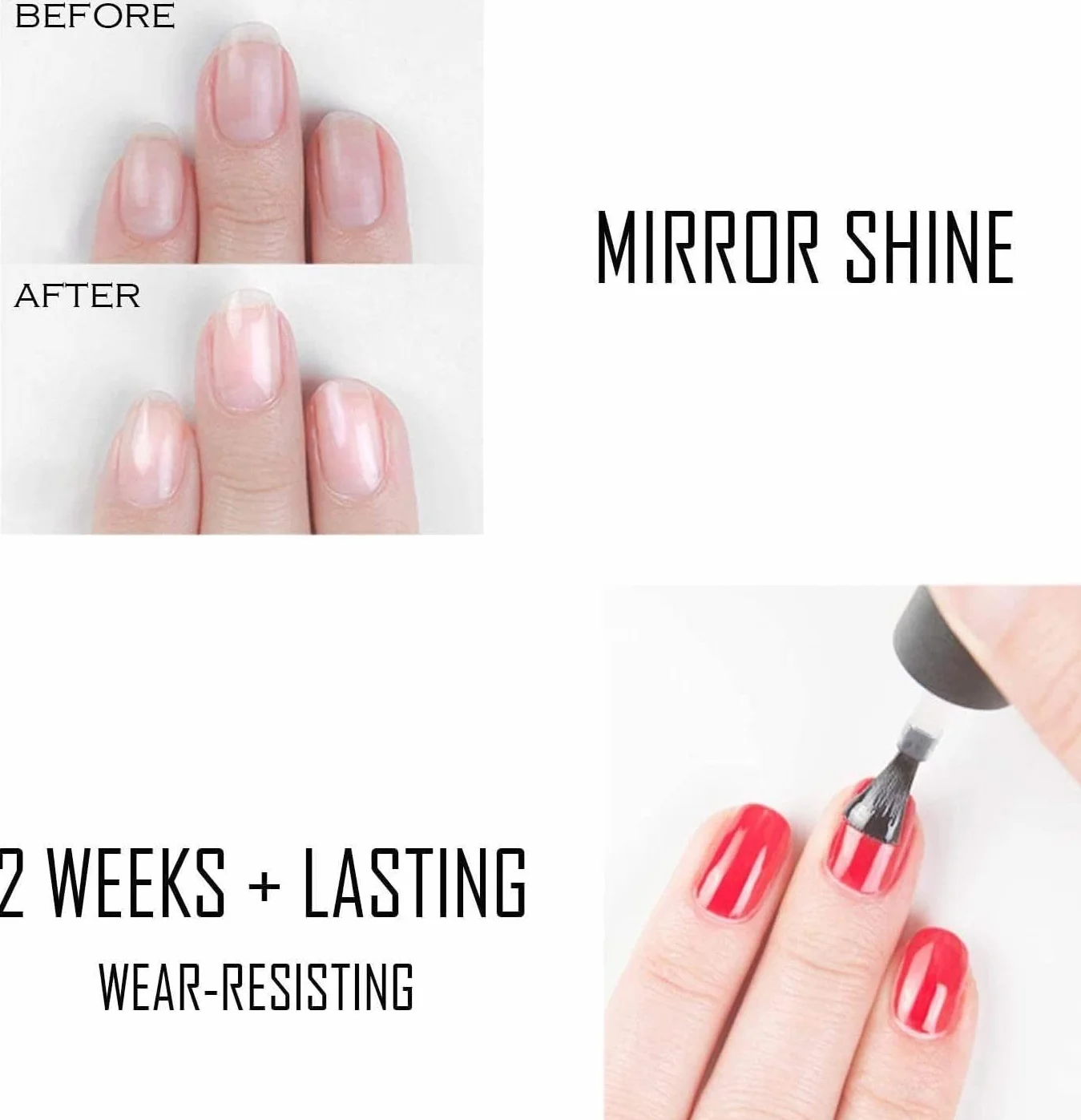 Vishine 15ml Base Coat & Top Coat Vernis de Base et Finition Vernis à ongles Gel Semi-permanent Manucure Kit 2 Pcs