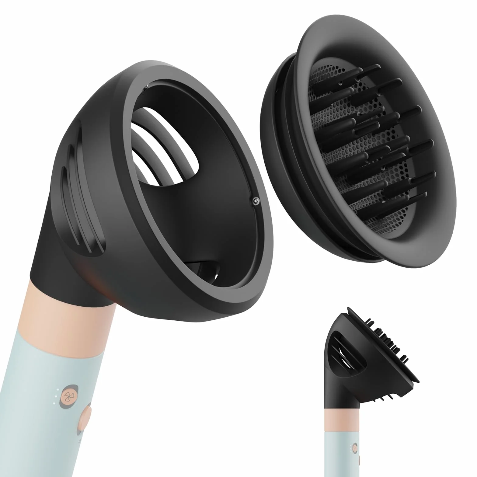 Diffuseur Wave Curl pour Dyson Airwrap par MMOBIEL – Embout Compatible HS01, HS05, HS08 – Double Mode Flux d'Air & Diffusion pour Boucles Définies, Volume et Ondulations – Accessoire Coiffure - Gris
