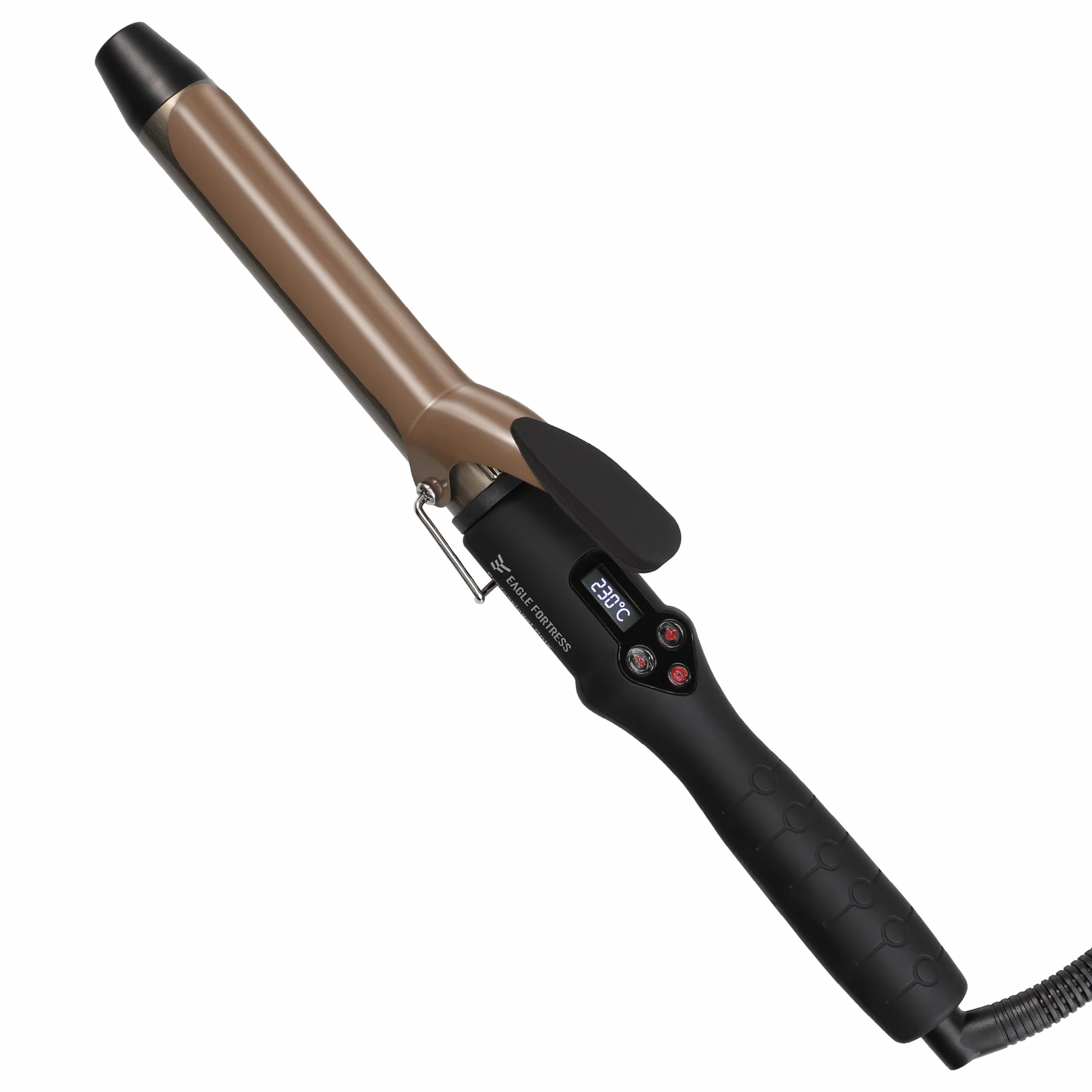 Fer à boucler professionnel avec écran LCD, 30 secondes, chauffage rapide, 60 °C à 230 °C, fer à boucler en céramique en aluminium avec pince, qualité salon pour tous les types de cheveux, câble