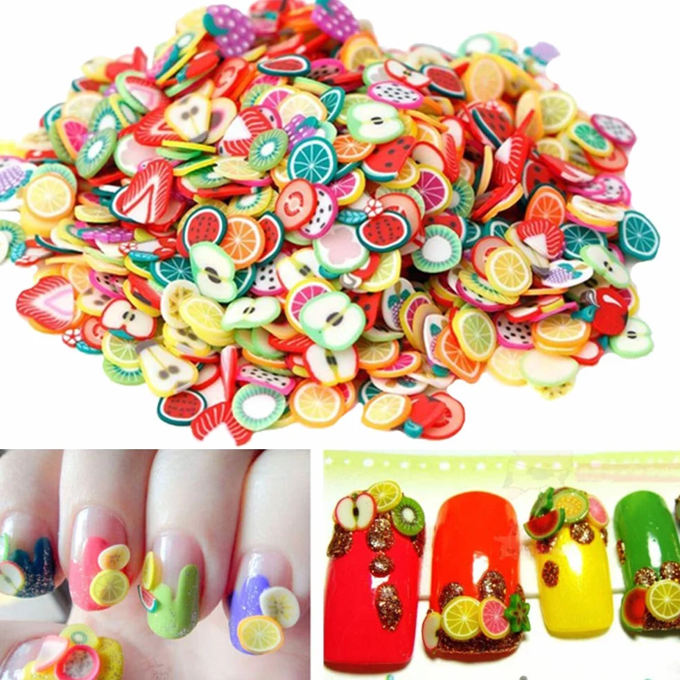 1000 Pcs 3D Polymer Clay Slices Miniature Fimo Fruit Wheel Nail Art Craft Designs Decorations