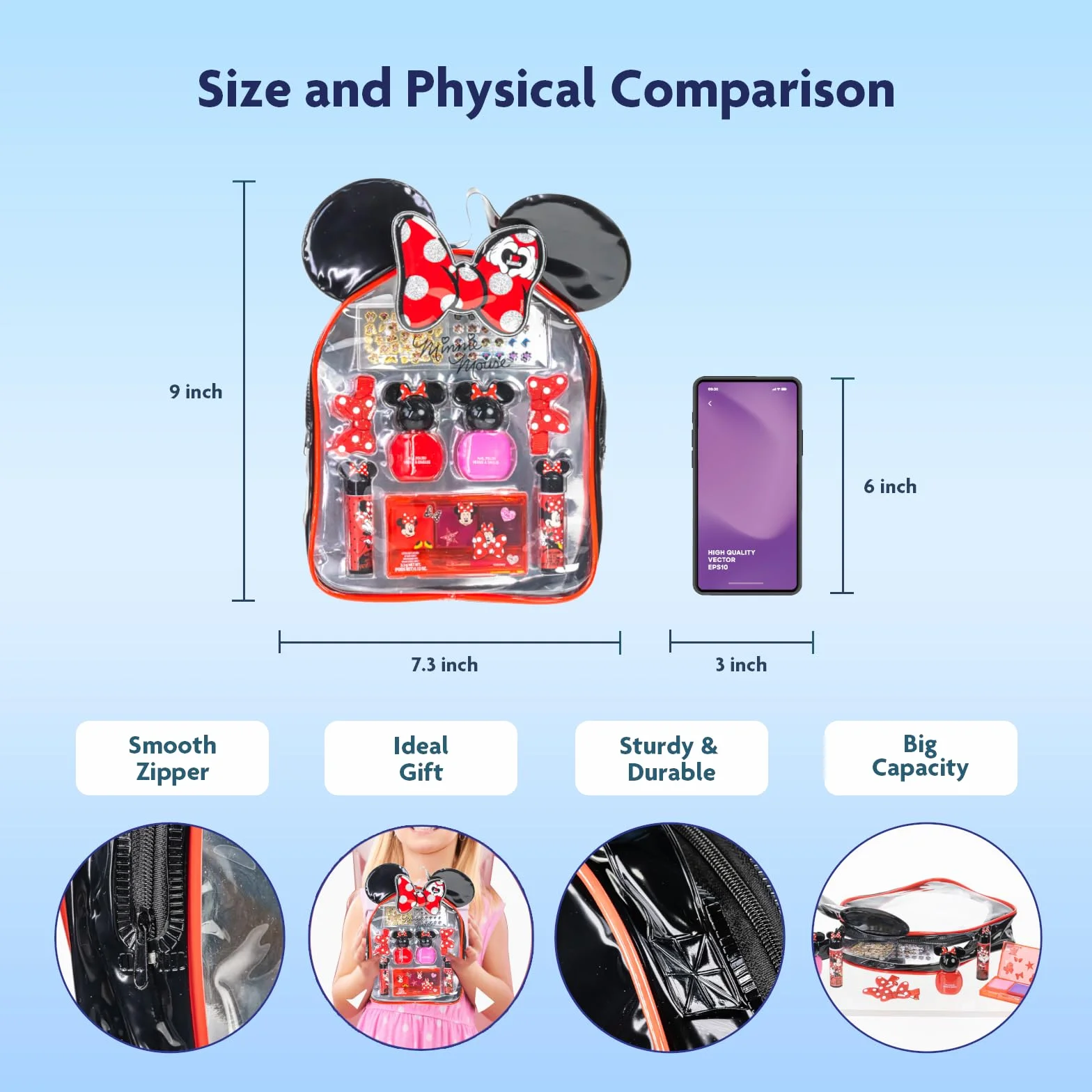 Minnie Mouse Sac à Dos Maquillage Enfant Coffret Beauté Filles Cadeau