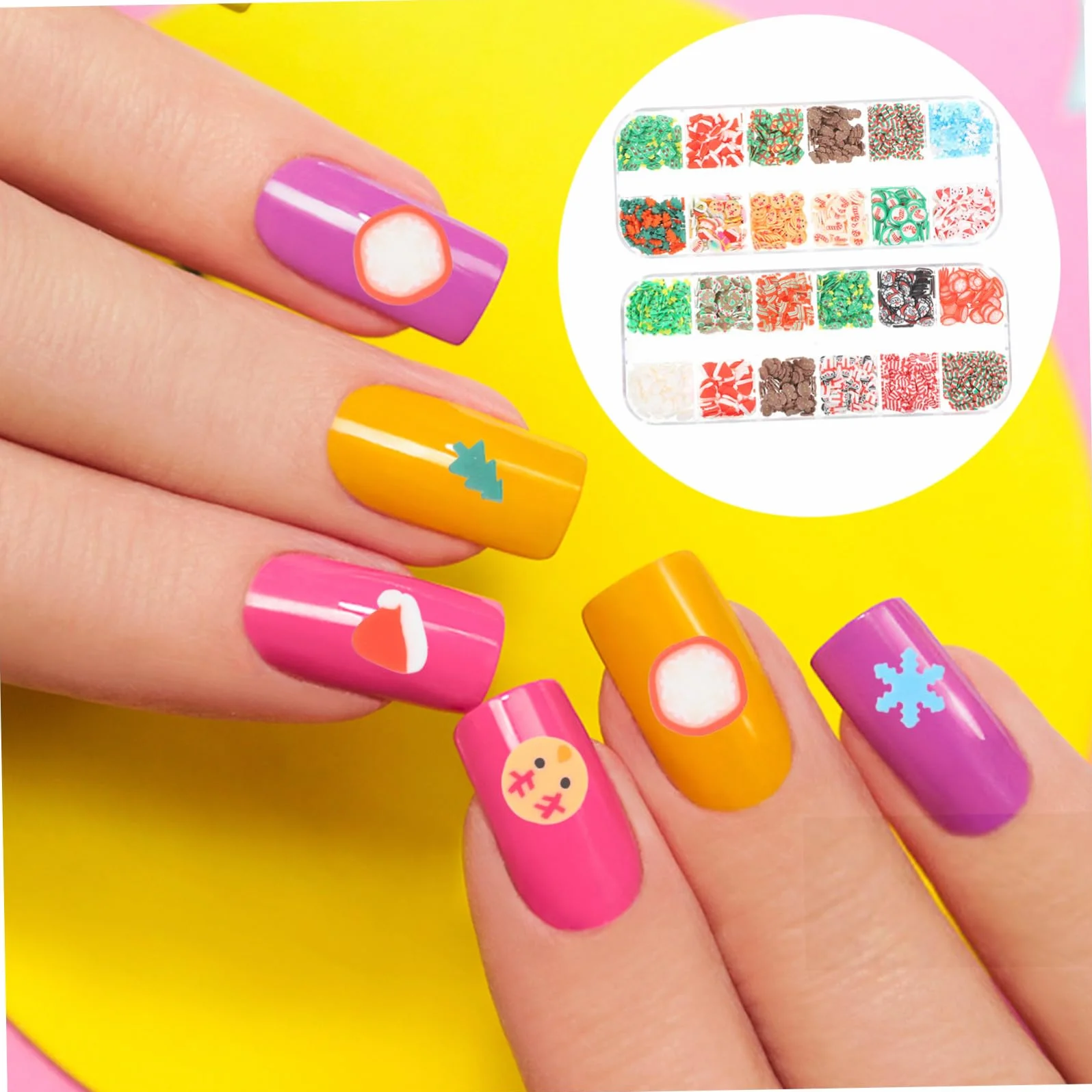 Ciieeo 2 Boîtes Paillettes Nail Art Noël Argile Polymère Ongles Acrylique