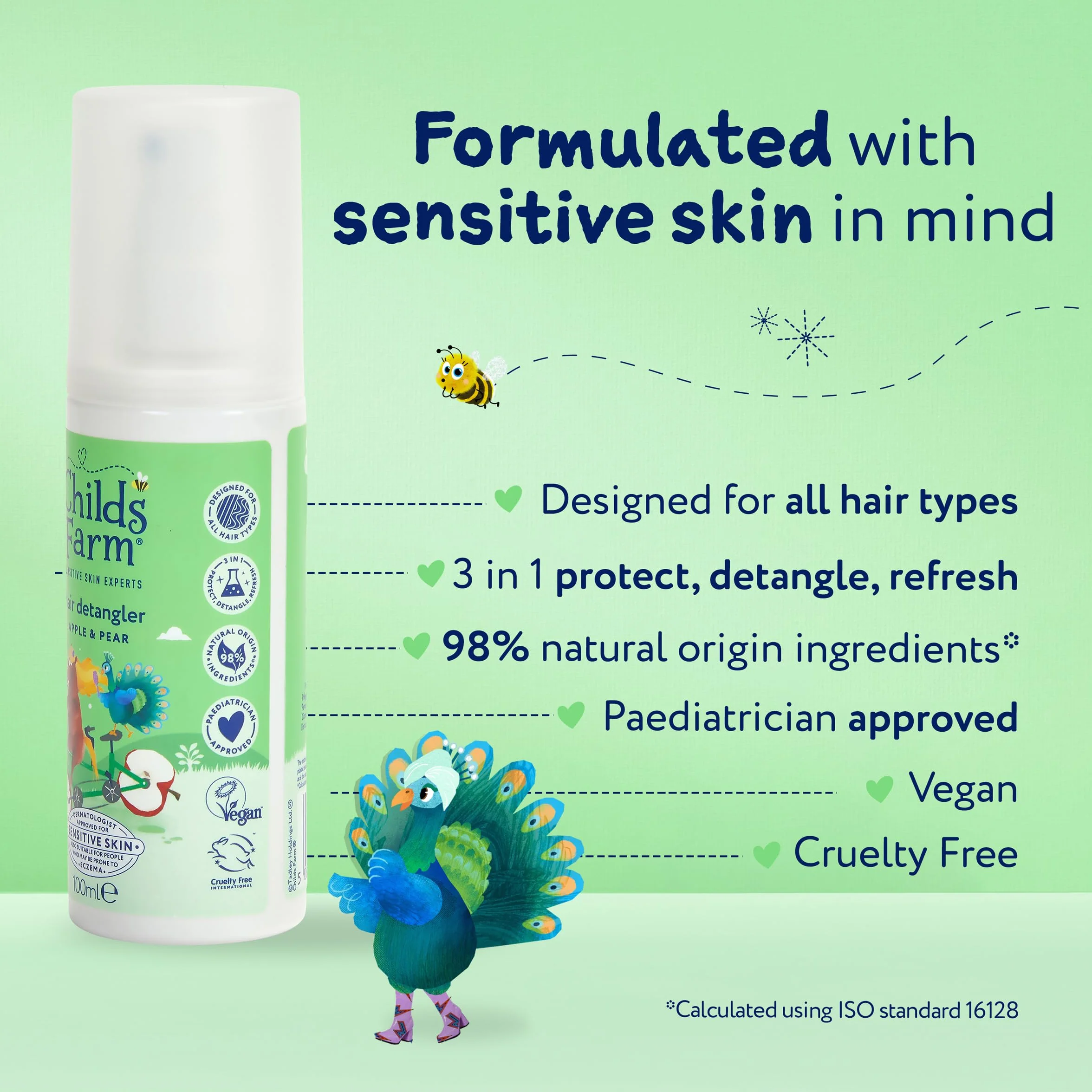 Childs Farm Spray démêlant 3 en 1 pour cheveux Protection thermique Parfum pomme et poire 100 ml
