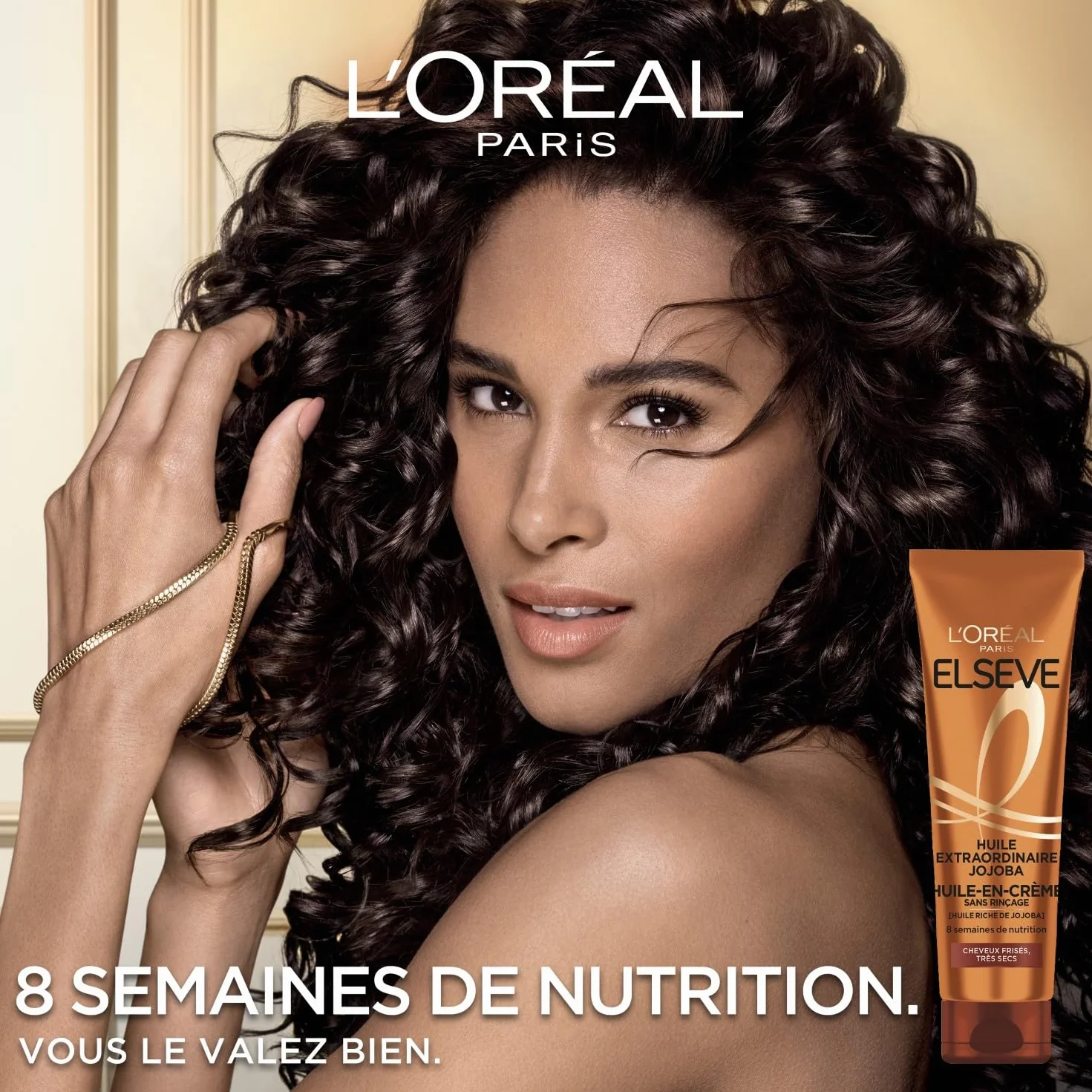 L'Oréal Paris Elsève Huile-en-Crème de Nutrition sans Rinçage Cheveux Très Secs Frisés 150 ml