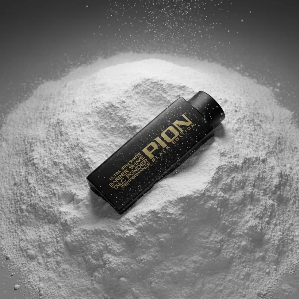 Pion Barber Shave Talc Powder Black Edition Poudre blanche ultra fine rasage douceur 180 g