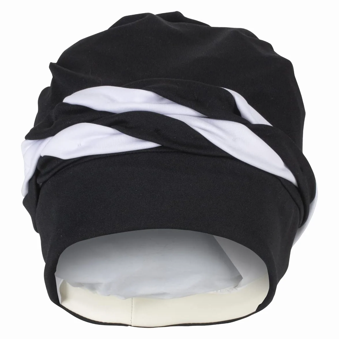 Fashy Bonnet de bain exclusif avec cordon de serrage 3493 20, noir et blanc