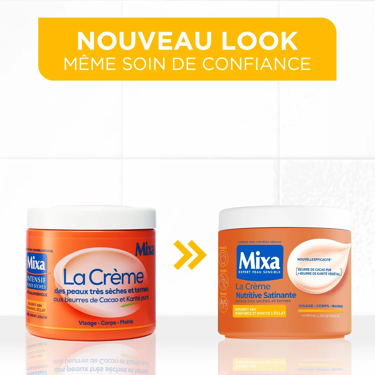 MIXA Crème Hydratante Anti-Grisaille 400ml Peaux Très Sèches Beurre de Cacao Karité