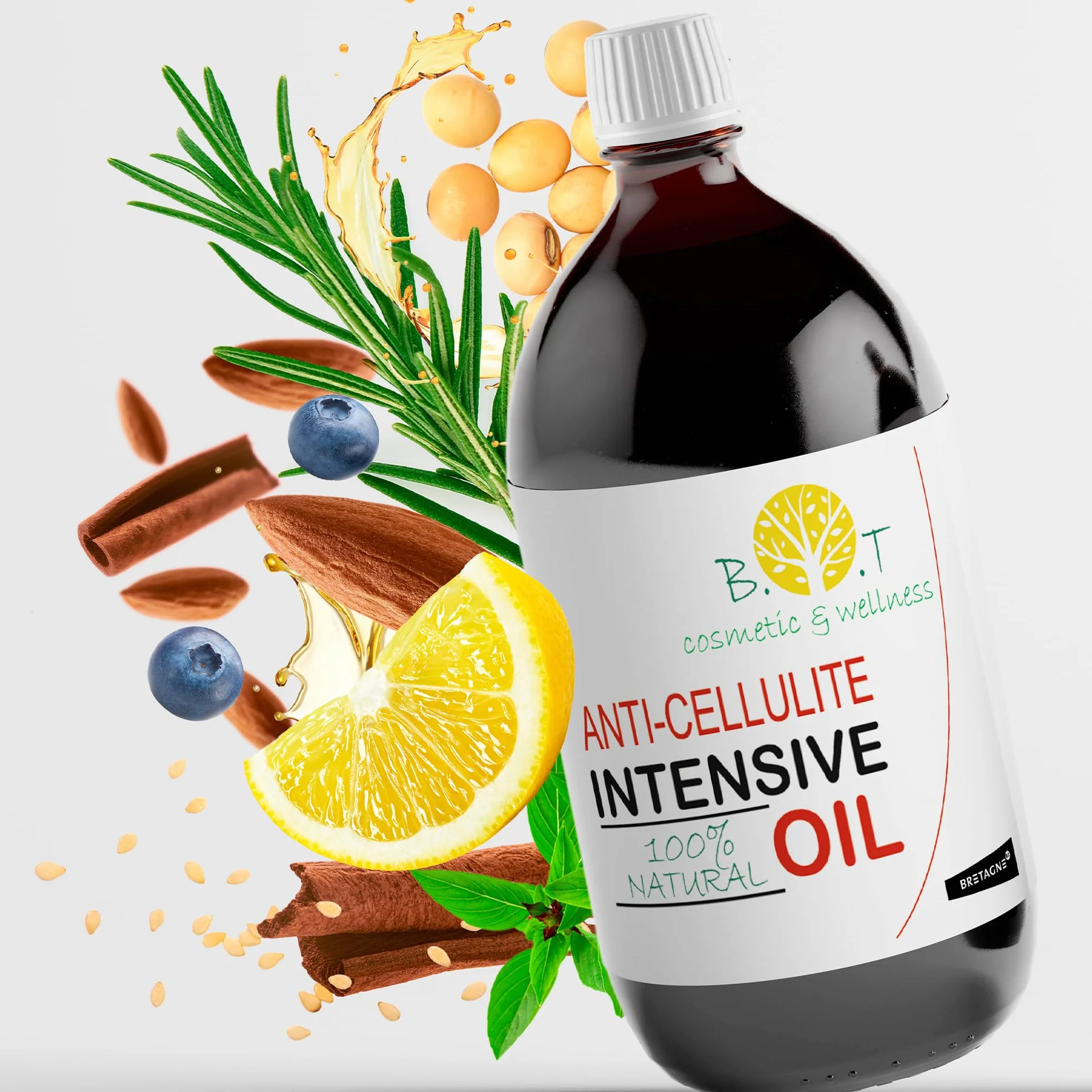 Huile Anti-Cellulite Puissante 500ml Amaigrissante Raffermissante Prévention Vergetures 100% Naturelle