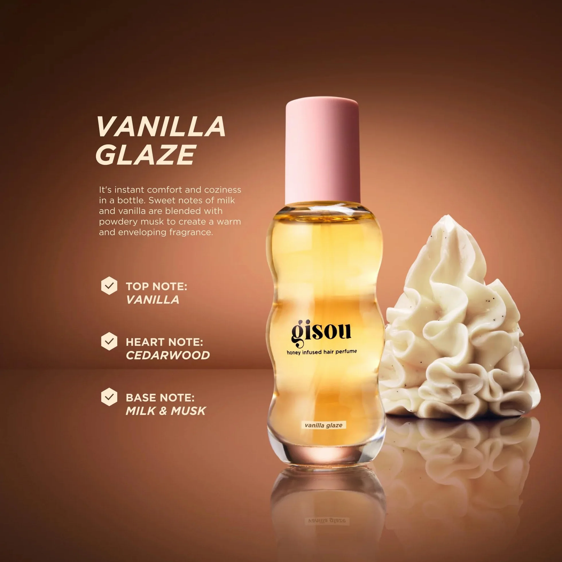 Gisou Honey Infused Hair Perfume Vanilla Glaze Parfum pour cheveux 15 ml