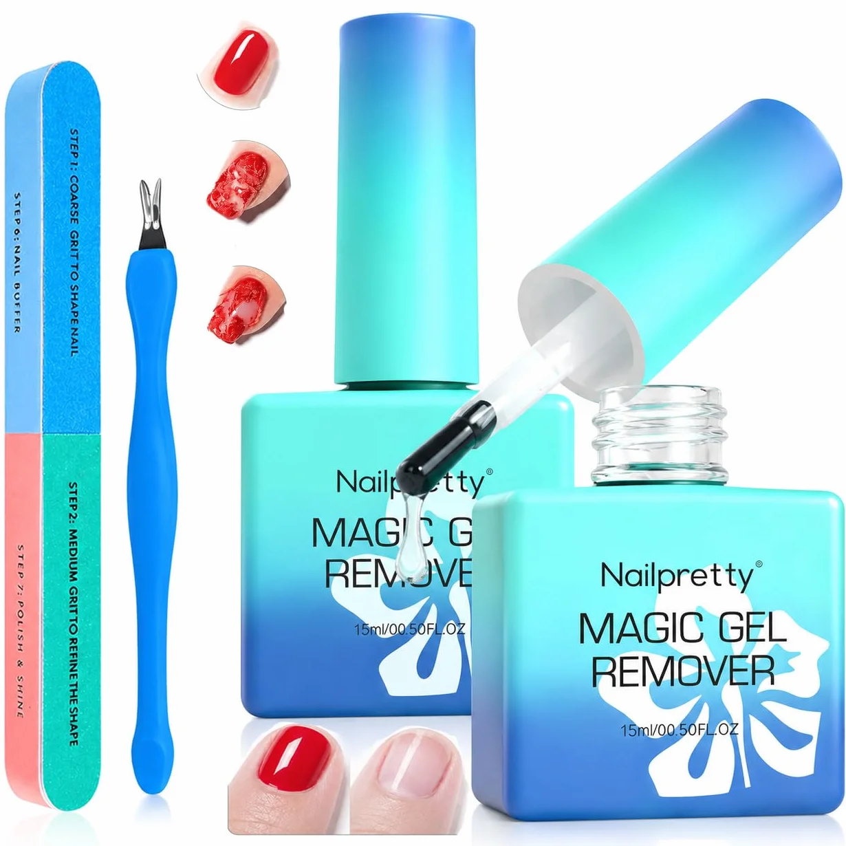 Kit Dissolvant Vernis Semi Permanent Professionnel Gel Nail Polish Remover avec Limes à Ongles