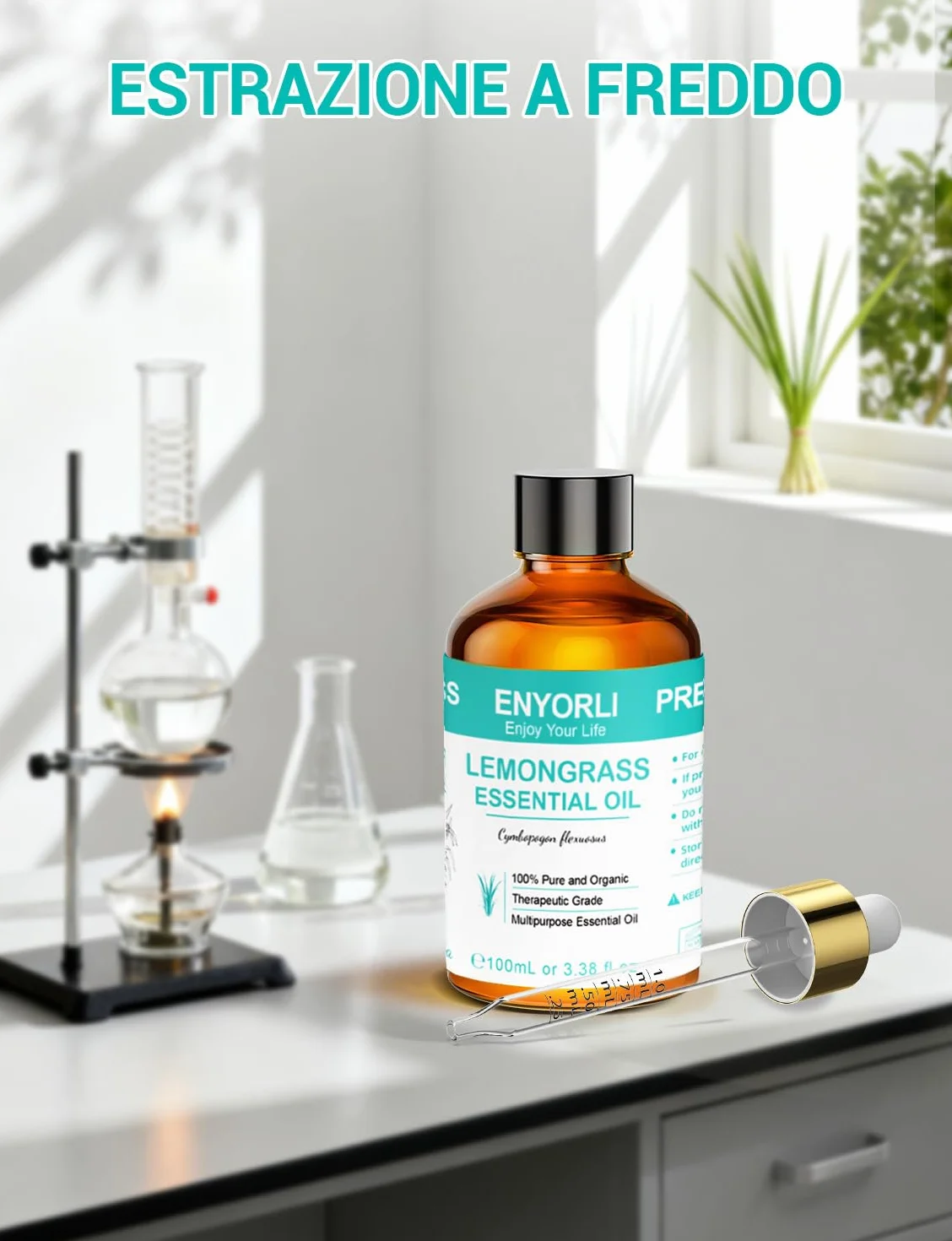 Huile Essentielle de Citronnelle 100 ml – 100% Naturelle, Arôme Frais Citronné – Pour Diffuseur, Aromathérapie