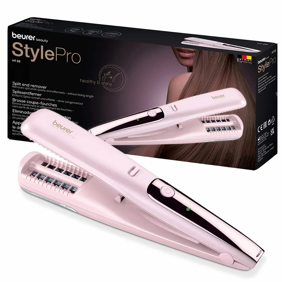 Beurer HT 22 élimine les fourches et les pointes abîmées rapidement et efficacement, sans perte de longueur pour des cheveux sains, avec affichage LED, 2h d'autonomie