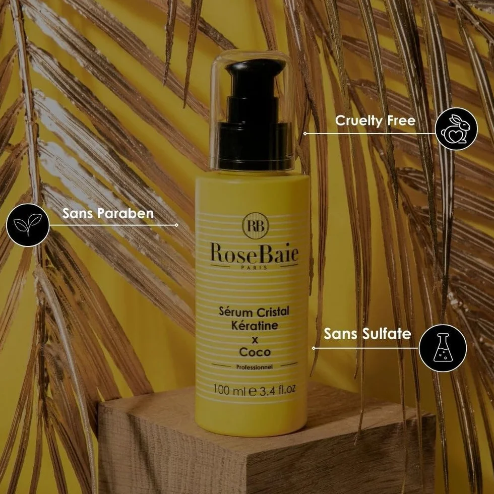 ROSEBAIE | Duo Sérum Cristal Coco et Kératine | 1 acheté = 1 offert | Cheveux secs, abîmés | Pointes Fourchues et Cassantes | Cheveux texturés crépus bouclés frisés | 2 x 100ml