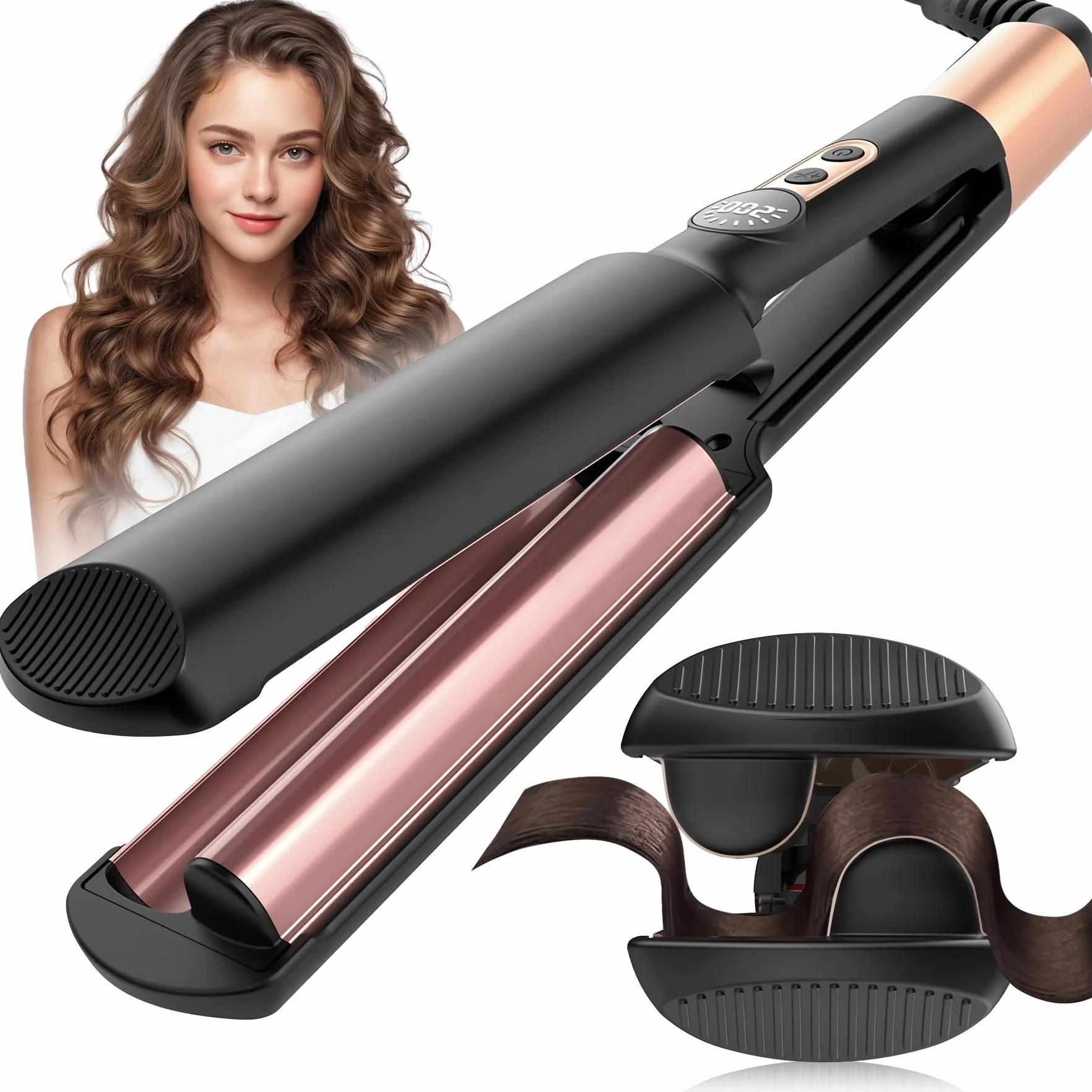 AISEELY Boucleur a Cheveux Wavy 20MM, Fer à Friser pour Mini Boucles, 5 Températures Réglables, Anti-Brûlure, Convient aux Débutants, Fer a Boucler pour Cheveux Longs Courts, Styliseur de Vagues