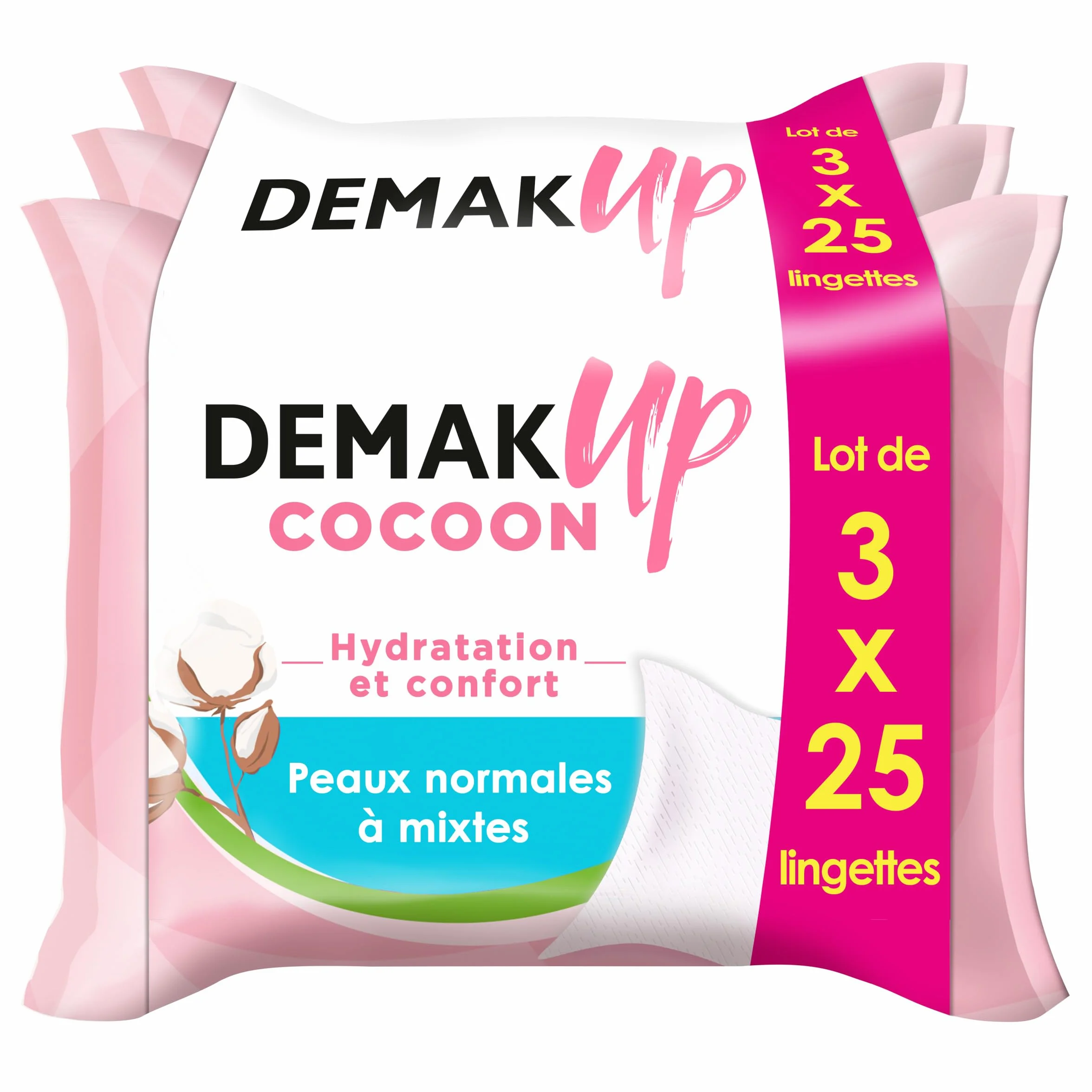 Demak'Up Cocoon Lingettes à démaquiller Peaux Normales Mixtes 75 Lingettes