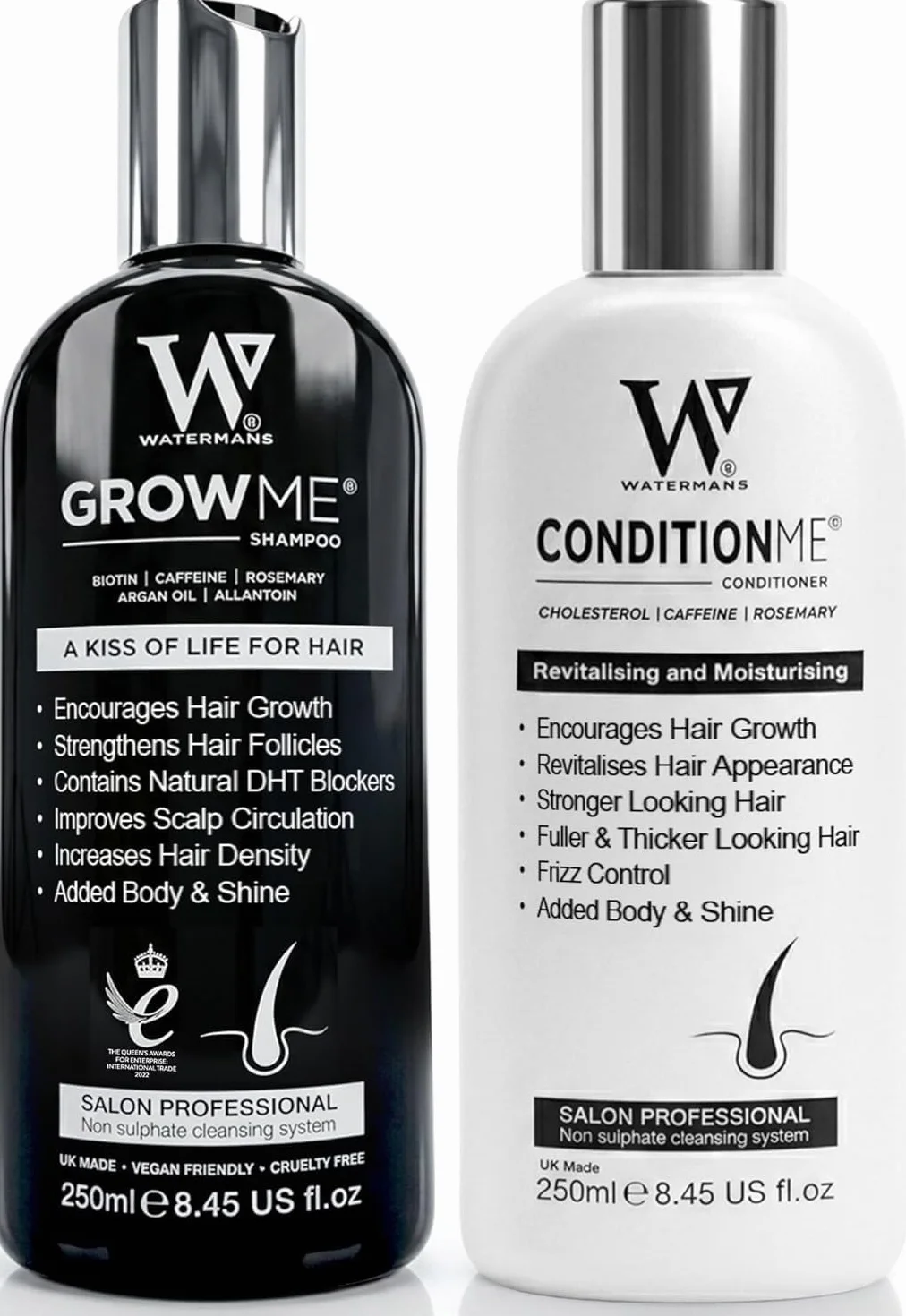 Watermans Shampoing Anti Chute et Revitalisant Combo Pack Traitement Perte de Cheveux Hommes Femmes