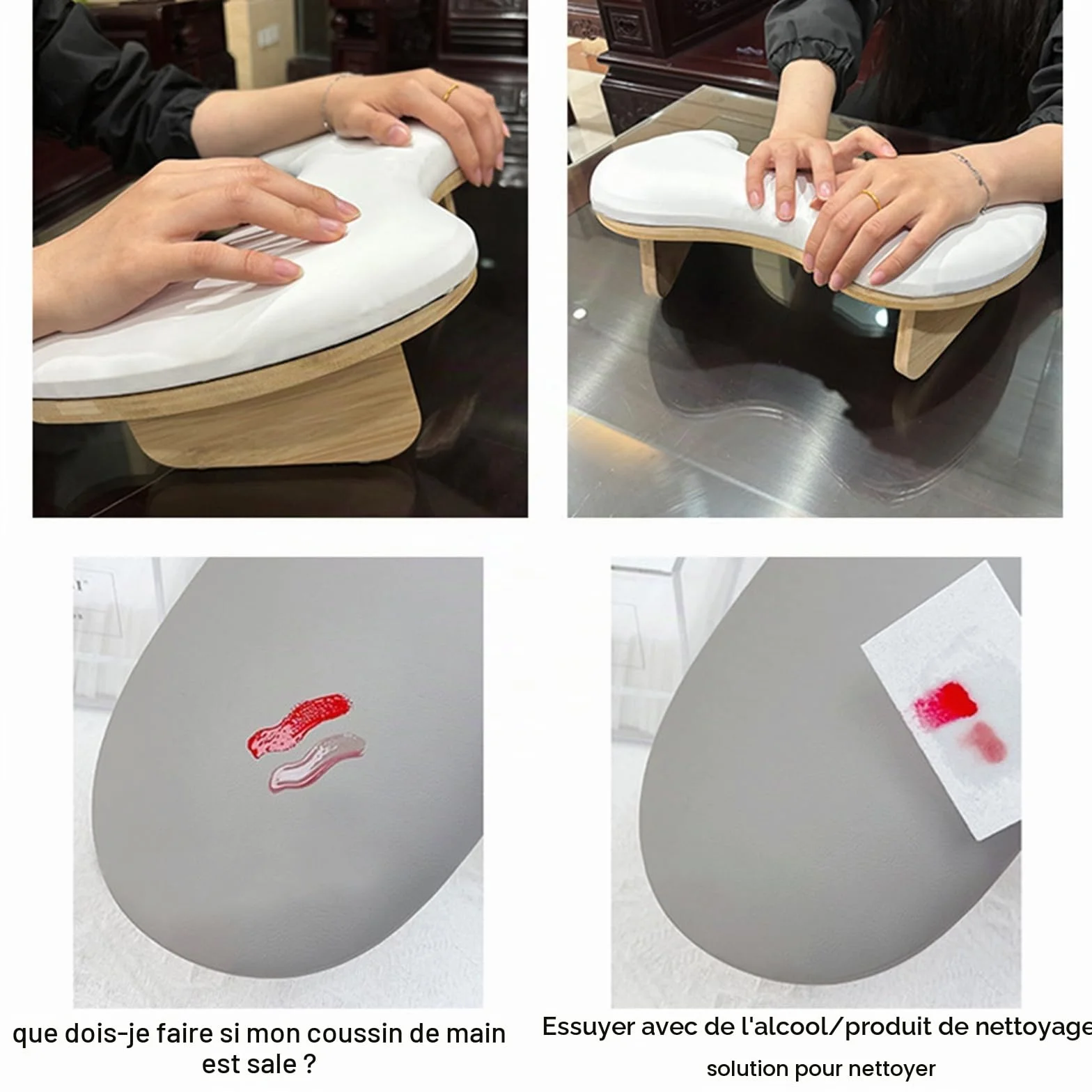 Repose-poignet en forme de U pour studio de manucure - Repose-poignet pour technicien des ongles - Pour table de manucure (blanc)