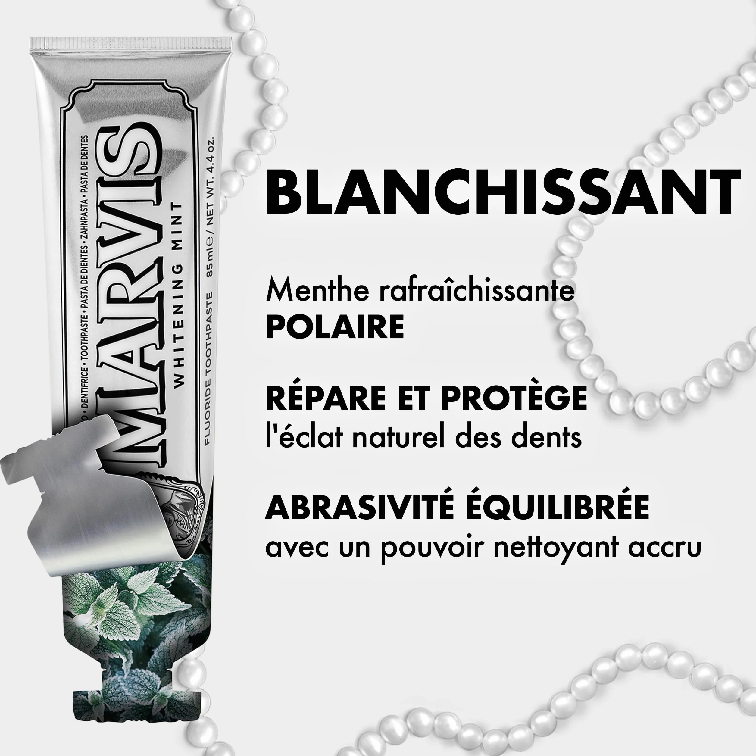 Marvis Dentifrice blanchissant Menthe 85ml Antiplaque Fraîcheur longue durée