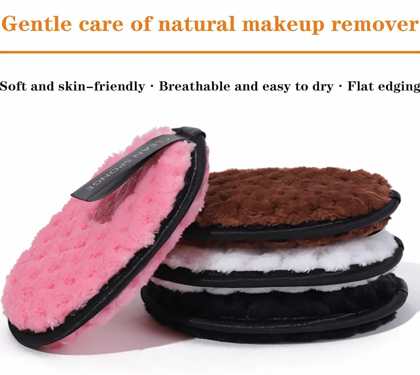 Éponges en coton démaquillant lavables bio double face réutilisables 4 pièces