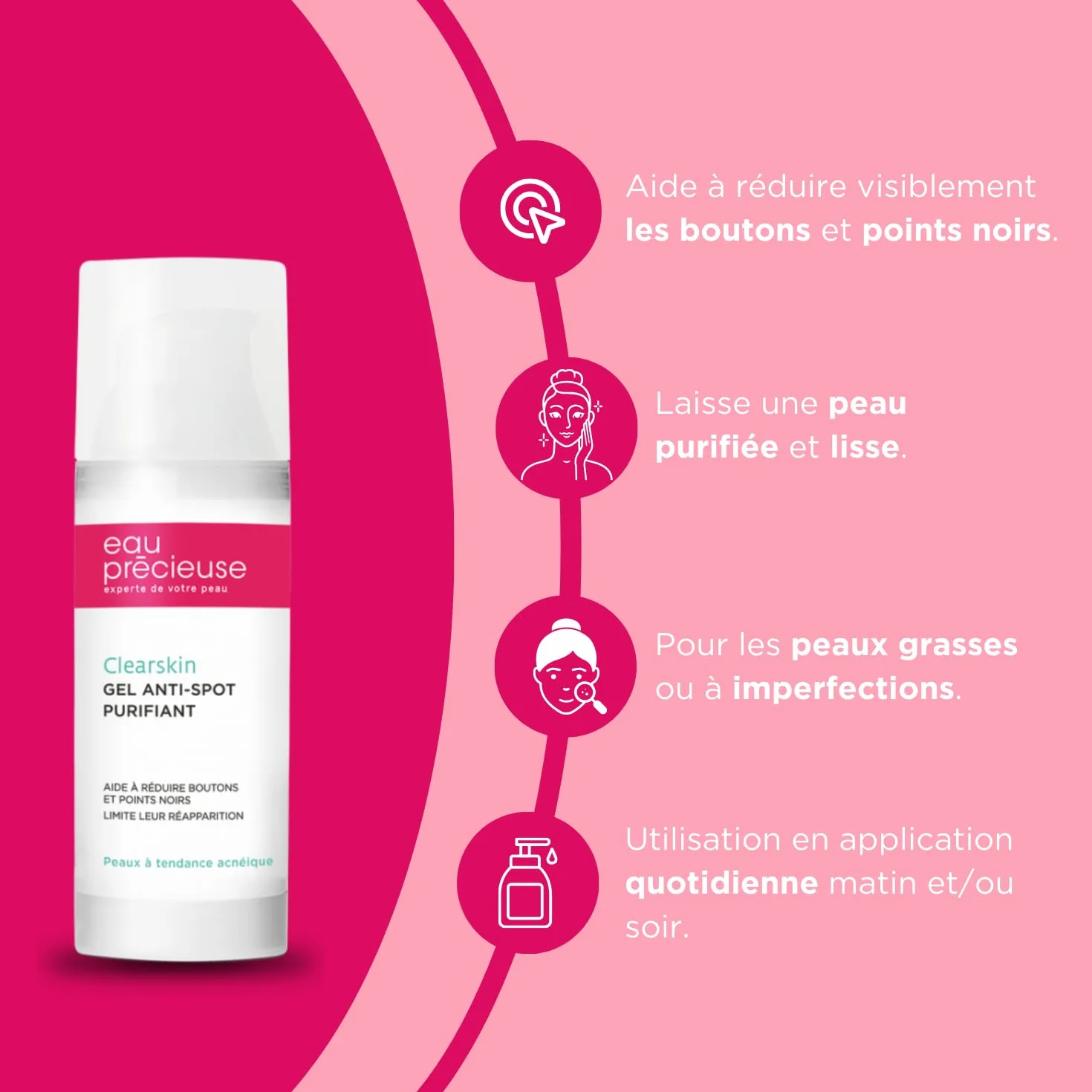 Eau Précieuse Gel Anti-Bouton Purifiant Clearskin Soin 2-en-1 Peaux Acnéique 50 ml