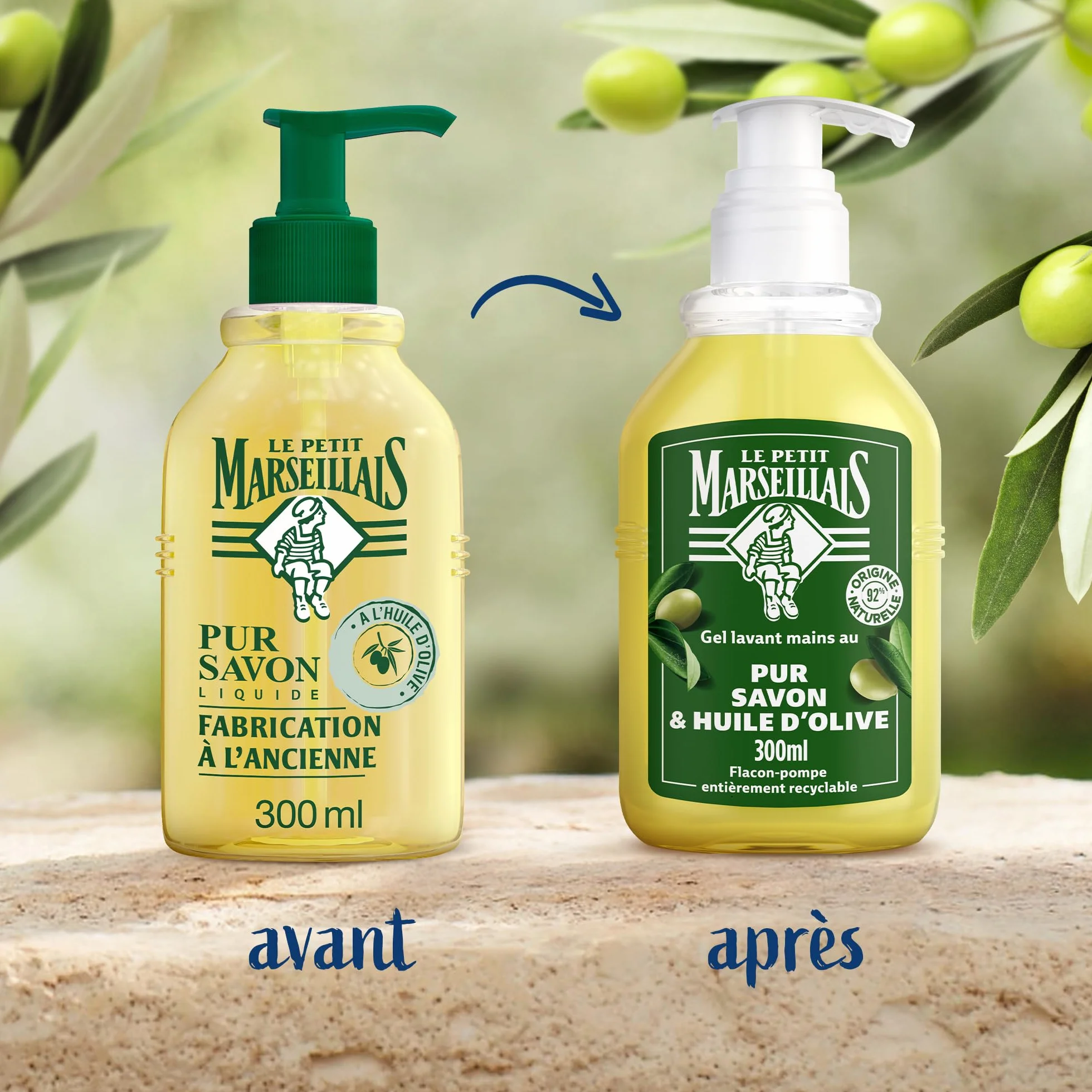Le Petit Marseillais Recharge Gel Lavant Mains Pur Savon & Huile d'Olive 250 ml Savon Liquide pH Neutre