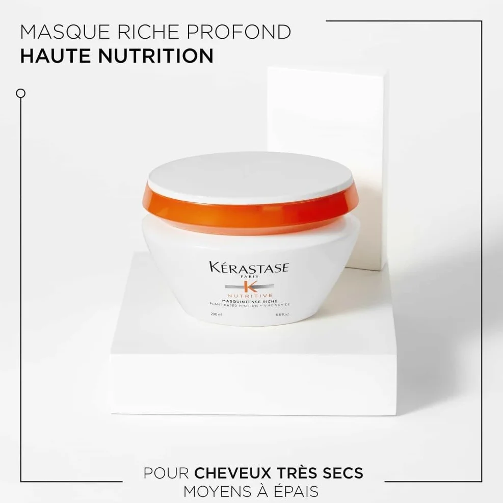 KÉRASTASE Nutritive Masquintense Riche Masque Capillaire Haute Nutrition Niacinamide Protéines Végétales Cheveux Secs Très Secs 200 ml