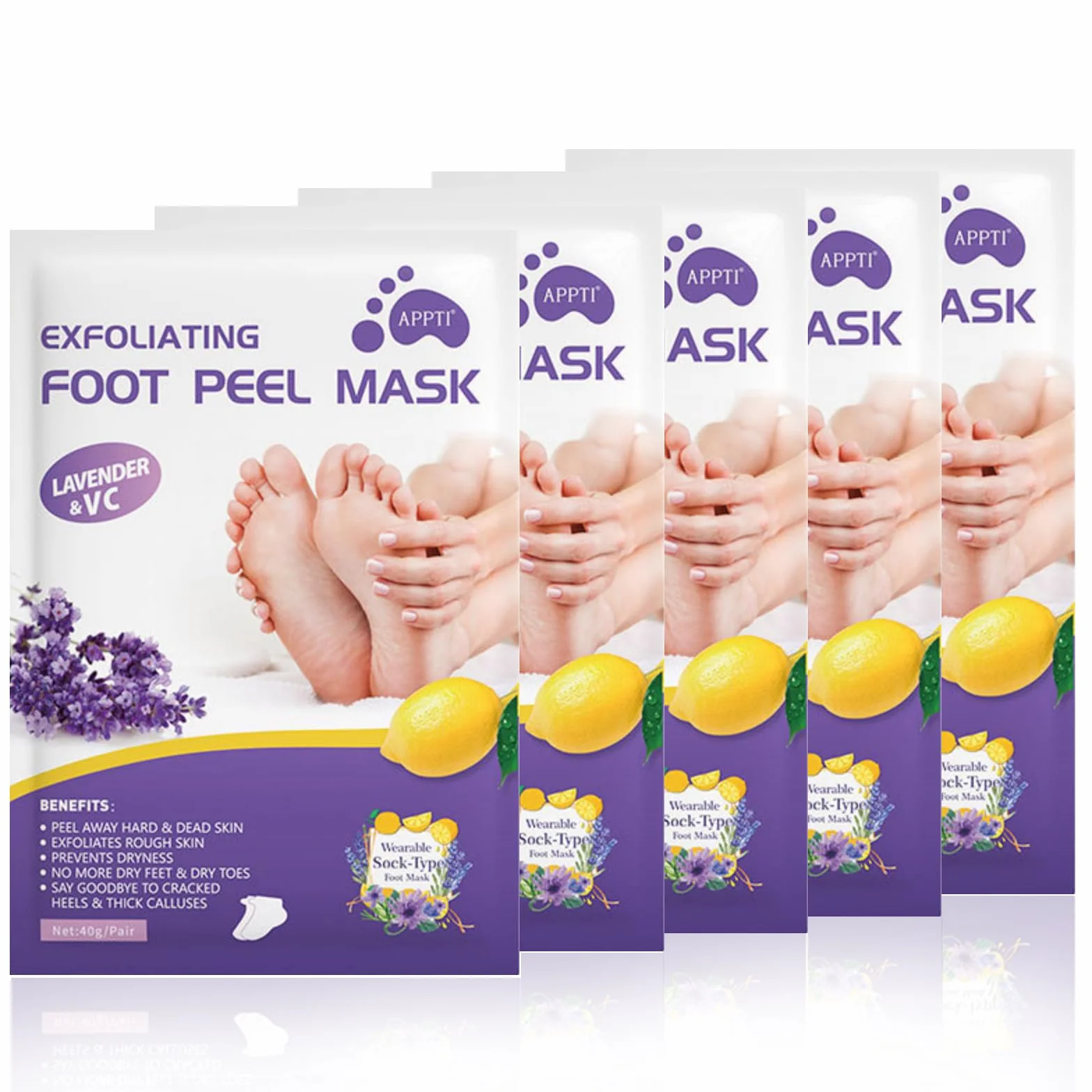 Joyeee Masque Peeling Pieds Exfoliant Nourrissant Chaussettes Soin Pieds Lavande