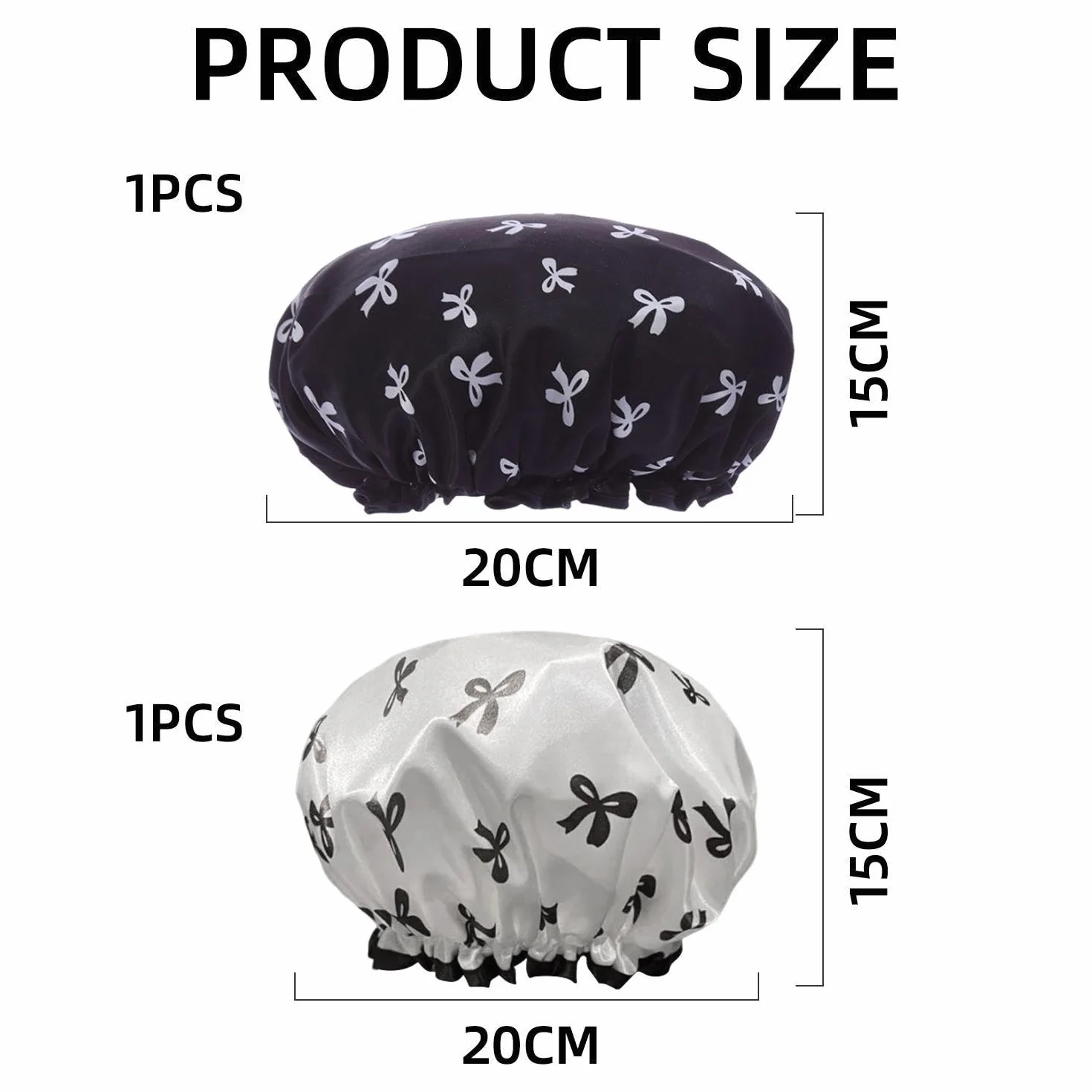 Bonnets De Douche Imperméable Double Couche Lot De 2 Avec Nœud