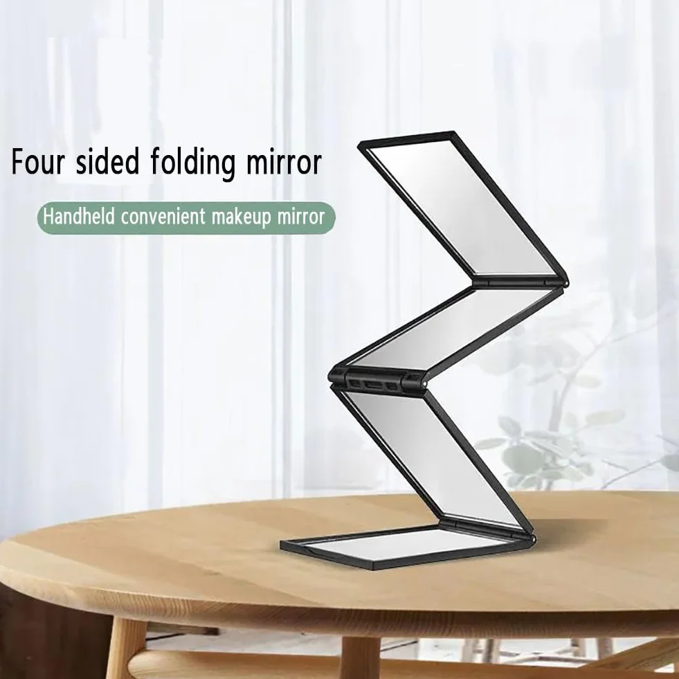 Miroir de Maquillage Pliable à 360 degrés, Miroir à Quatre Voies Portable pour Coiffage et Beauté