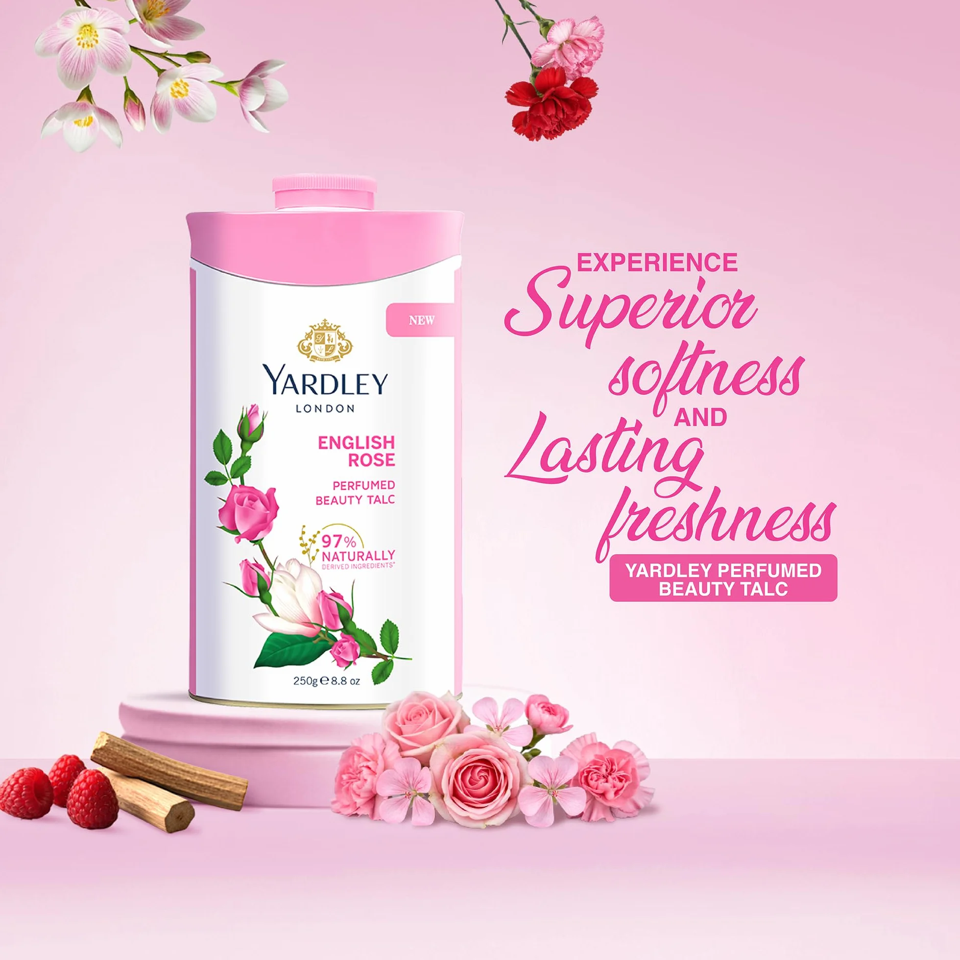 Yardley Talc parfumé rose anglaise 250 g