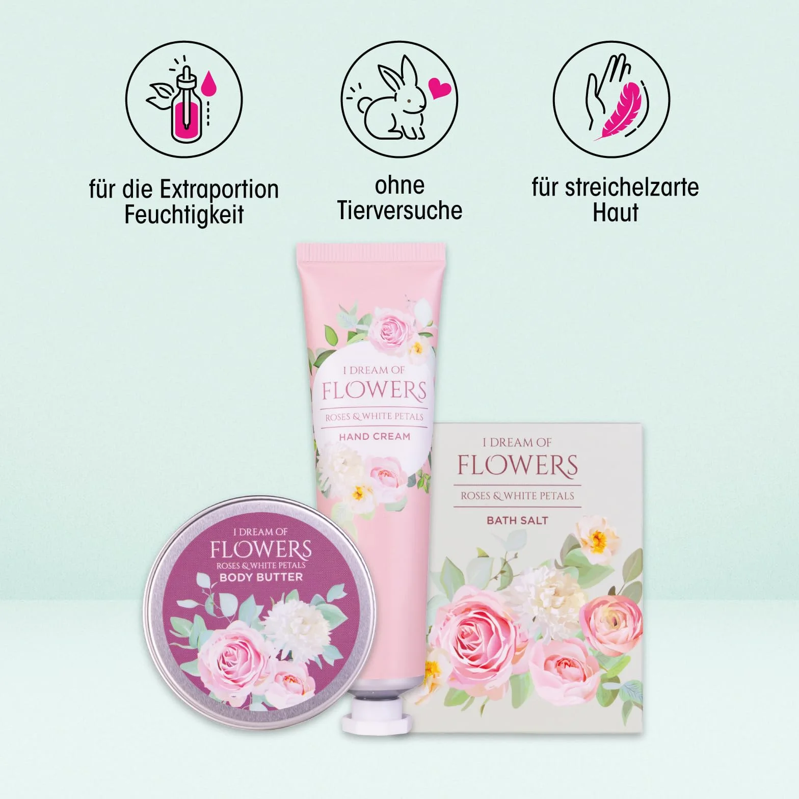 Accentra RÊVE DE FLEURS Coffret de bain 3 pièces crème mains beurre corporel sel de bain