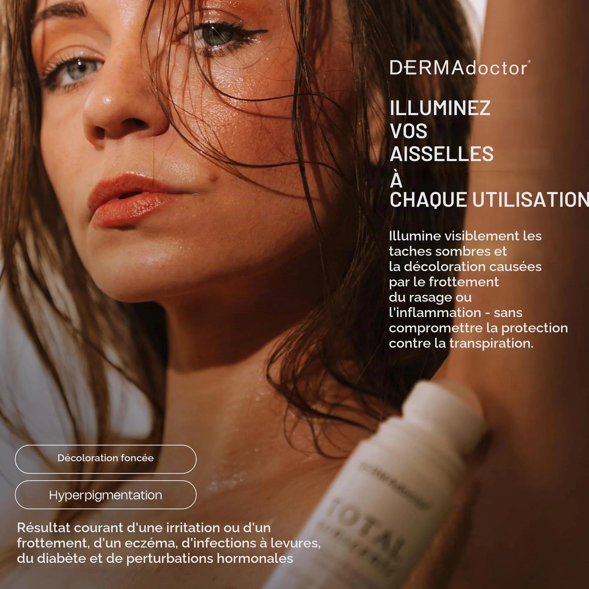 DERMAdoctor Déodorant Femme et Homme Total NonScents – Deodorant Anti Transpirant Femme Ultra-Doux Peaux Sensibles, Éclaircissant Teint Aisselles, Sans Parfum, Hypoallergénique Roll-On 90 ml